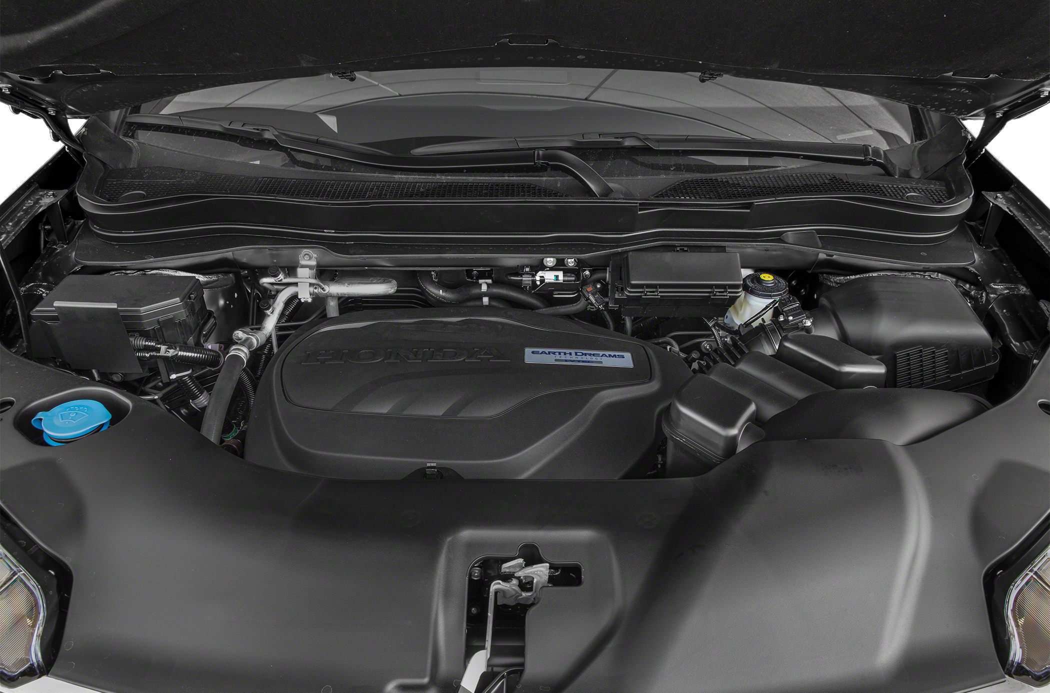 Close-up of an engine bay with Earth Dreams Technology cover