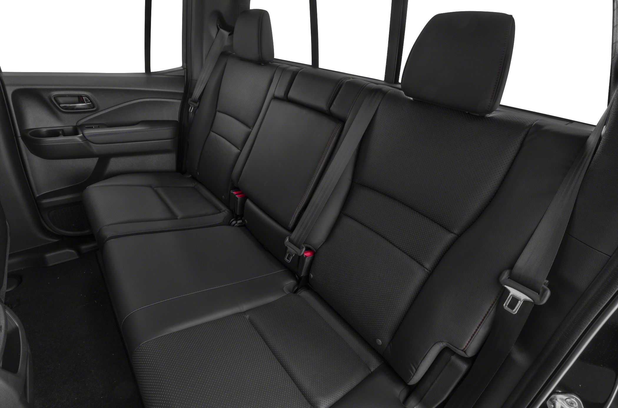 Black leather rear seat with seat belts