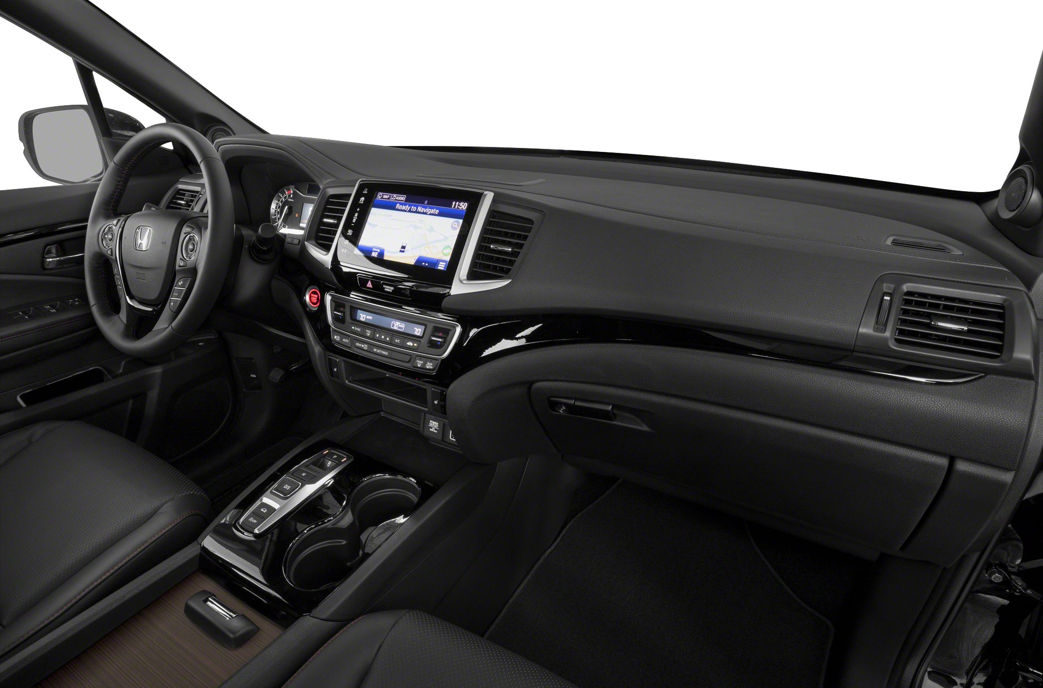 Dashboard with touchscreen navigation and modern center console