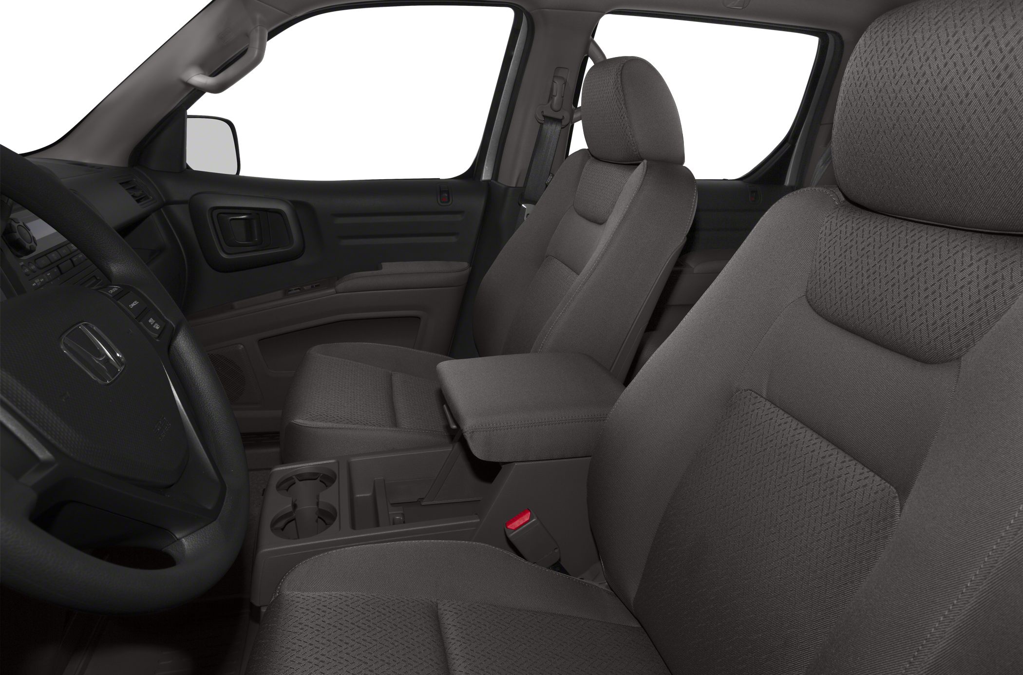 Front seats and center console with cup holders interior