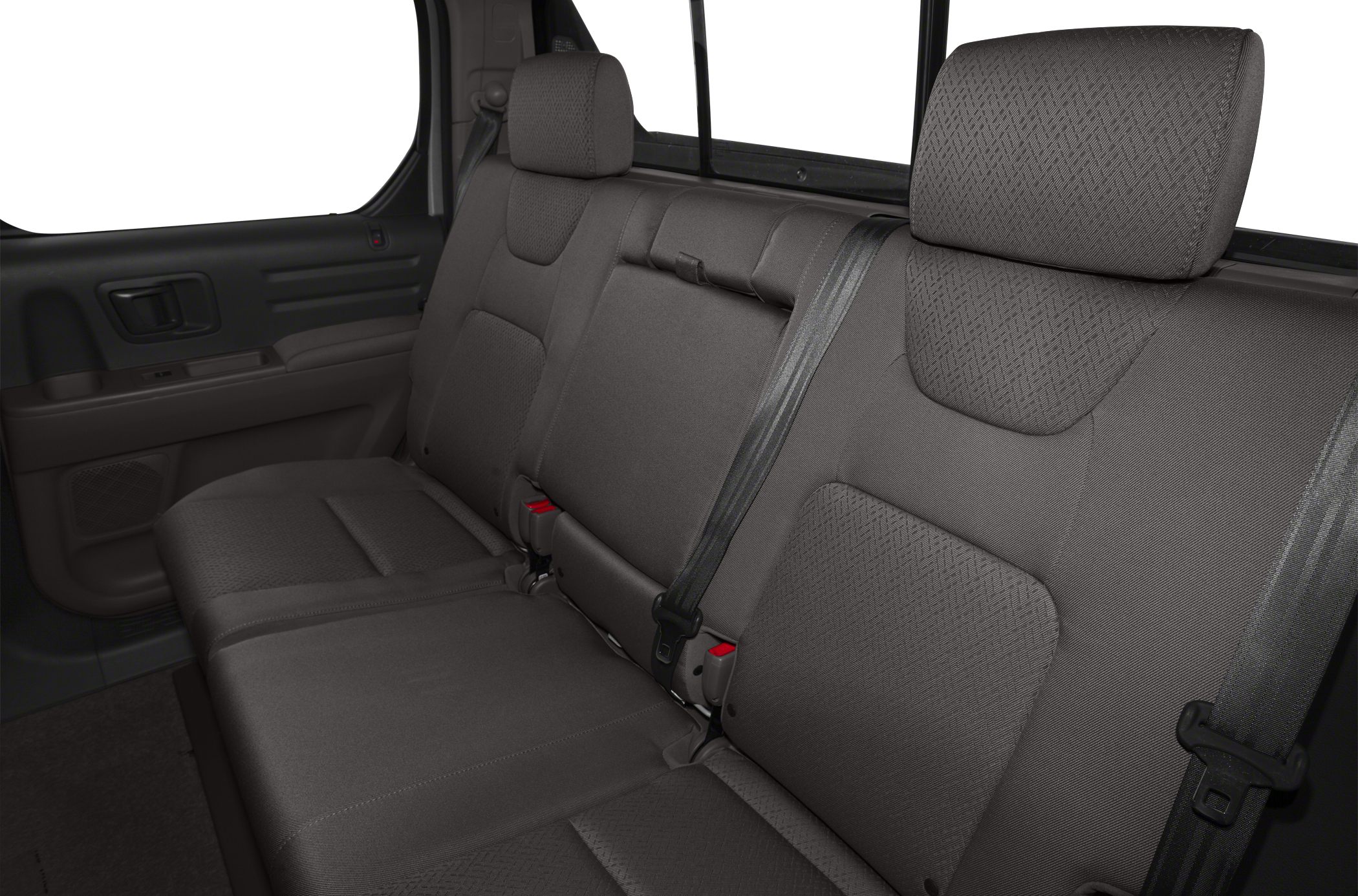 Rear seat upholstery with headrests and seat belts