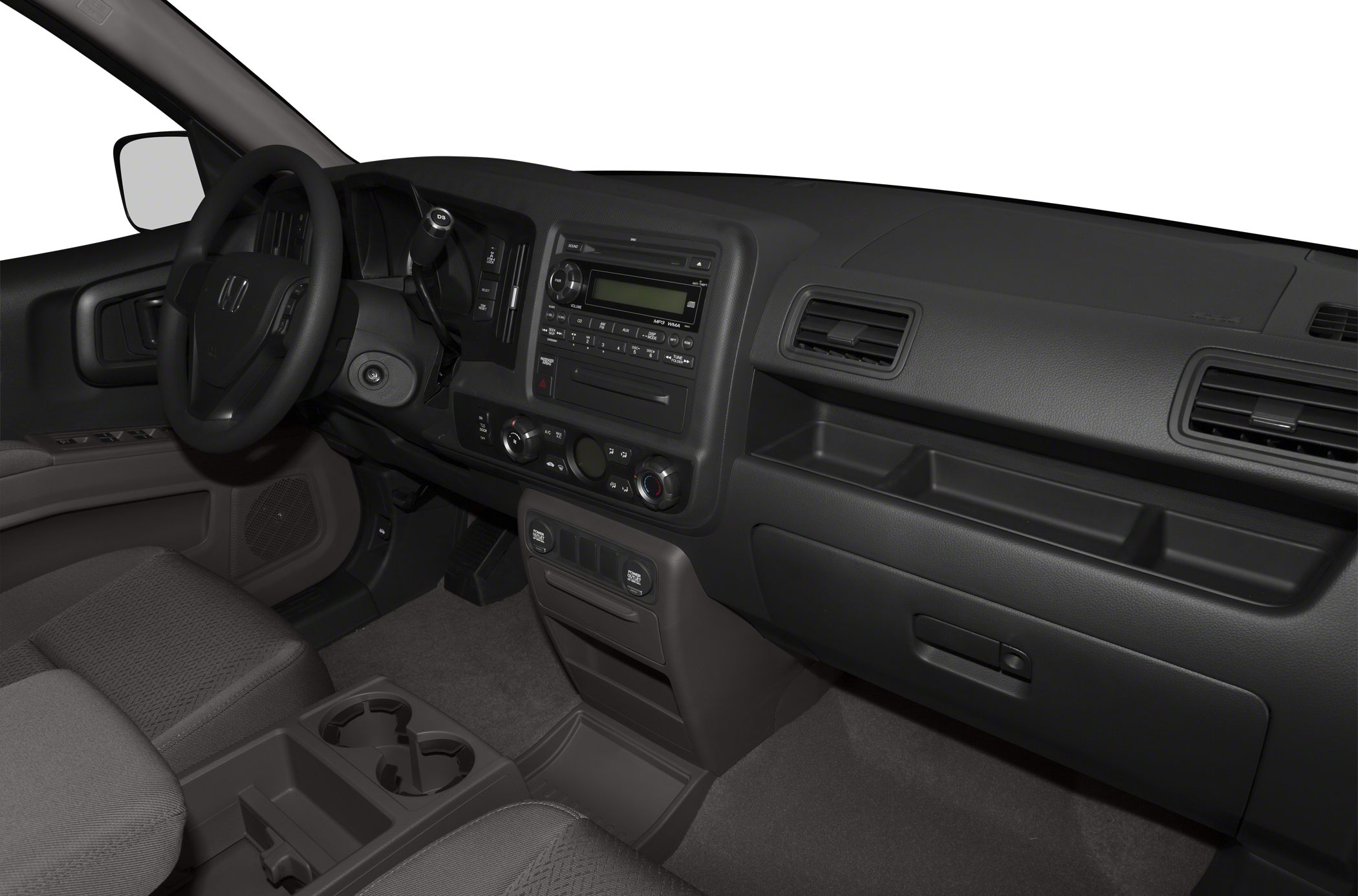 Dashboard, steering wheel, and center console interior design