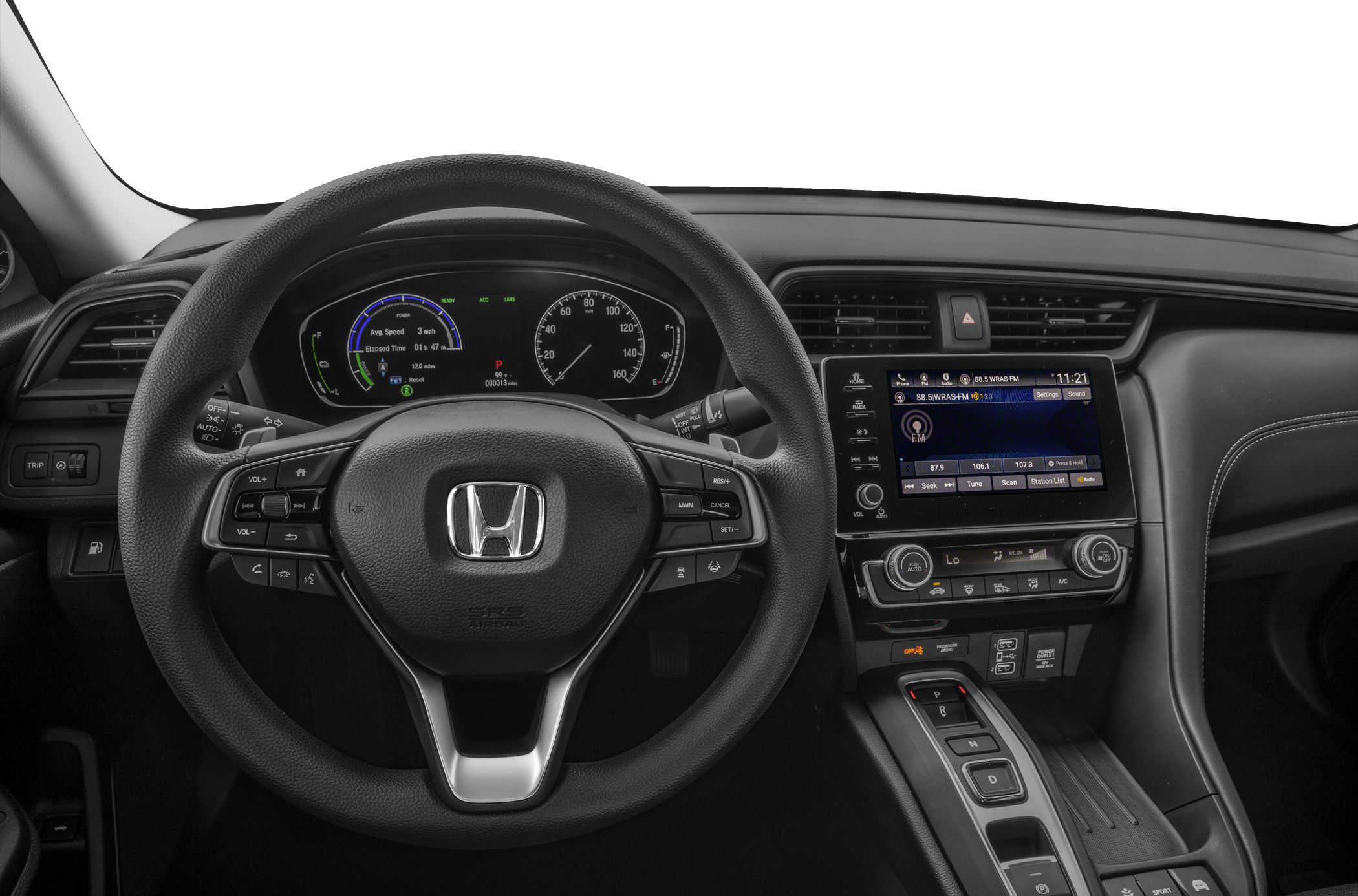 Digital instrument cluster and touchscreen infotainment with multifunction steering wheel
