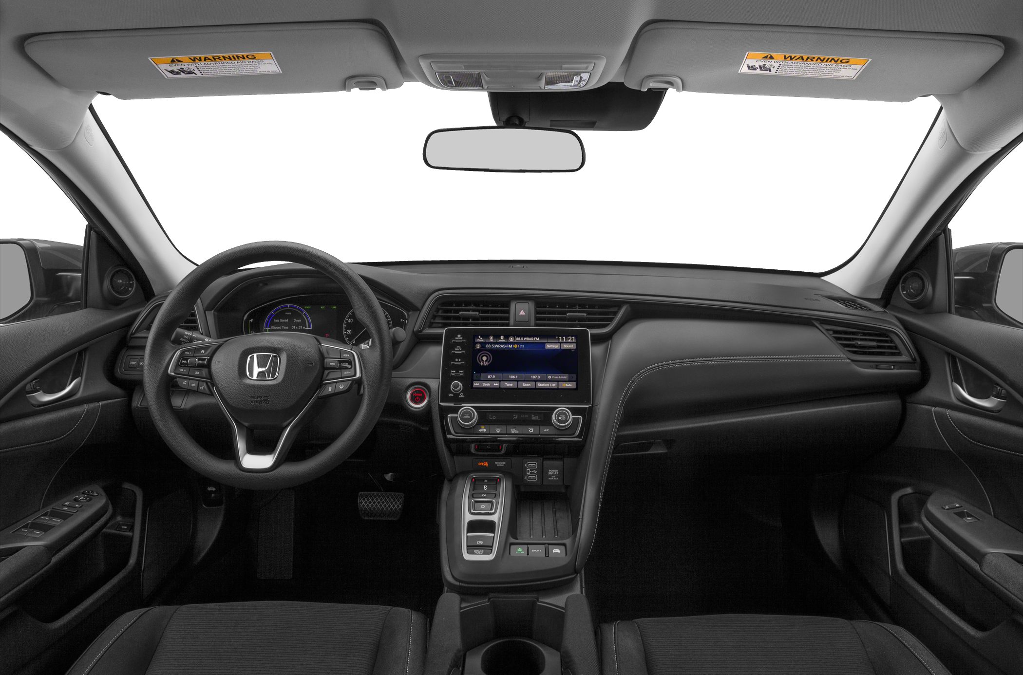 Dashboard with digital display and multifunction steering wheel view
