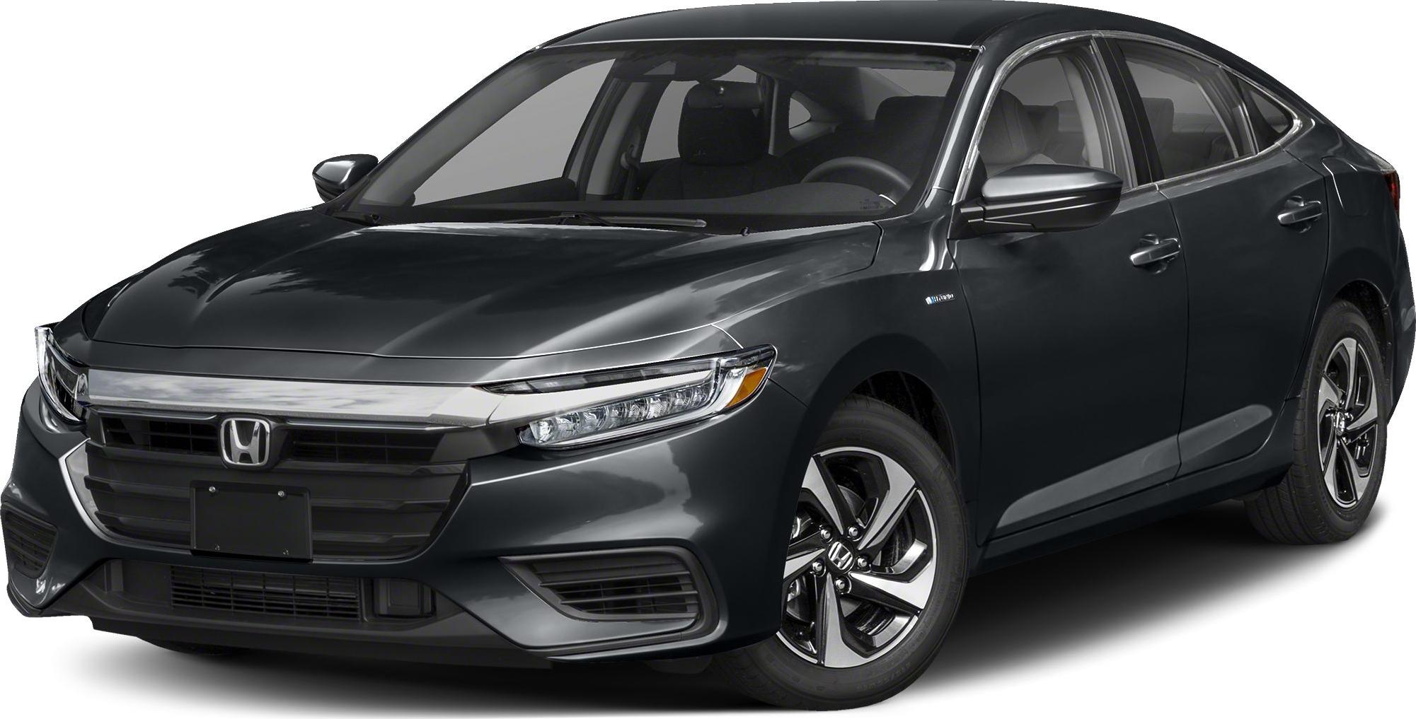Front side view of hybrid sedan with sleek LED headlights, aerodynamic body, and alloy wheels