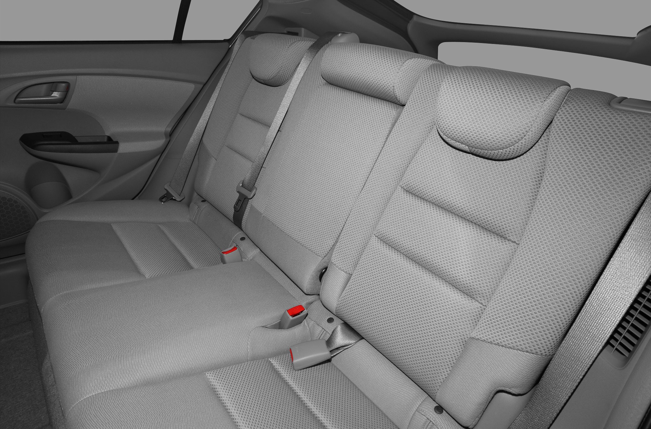 Rear seats with fabric upholstery and seat belts