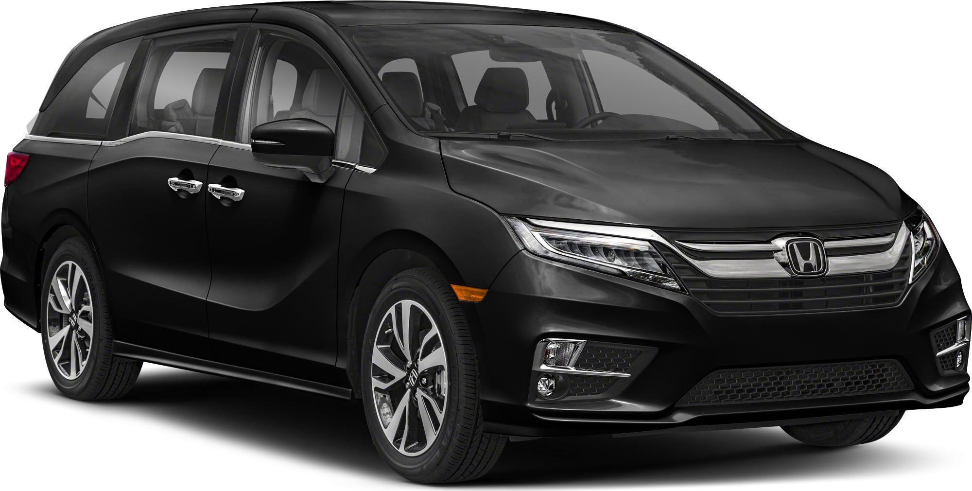 Minivan front and side view with LED headlights and alloy wheels