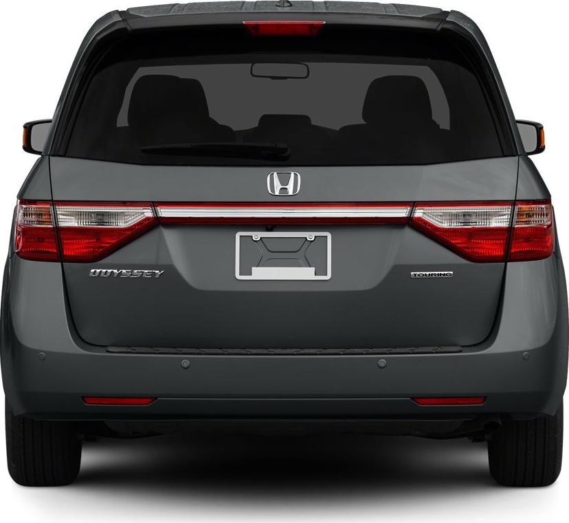 Rear view of minivan with horizontal taillights and Touring badge