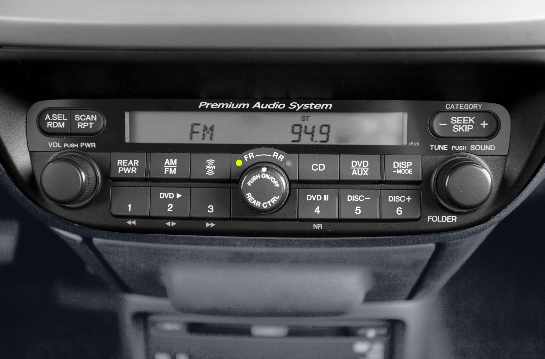 Premium audio system radio with CD, DVD, AUX controls and digital display