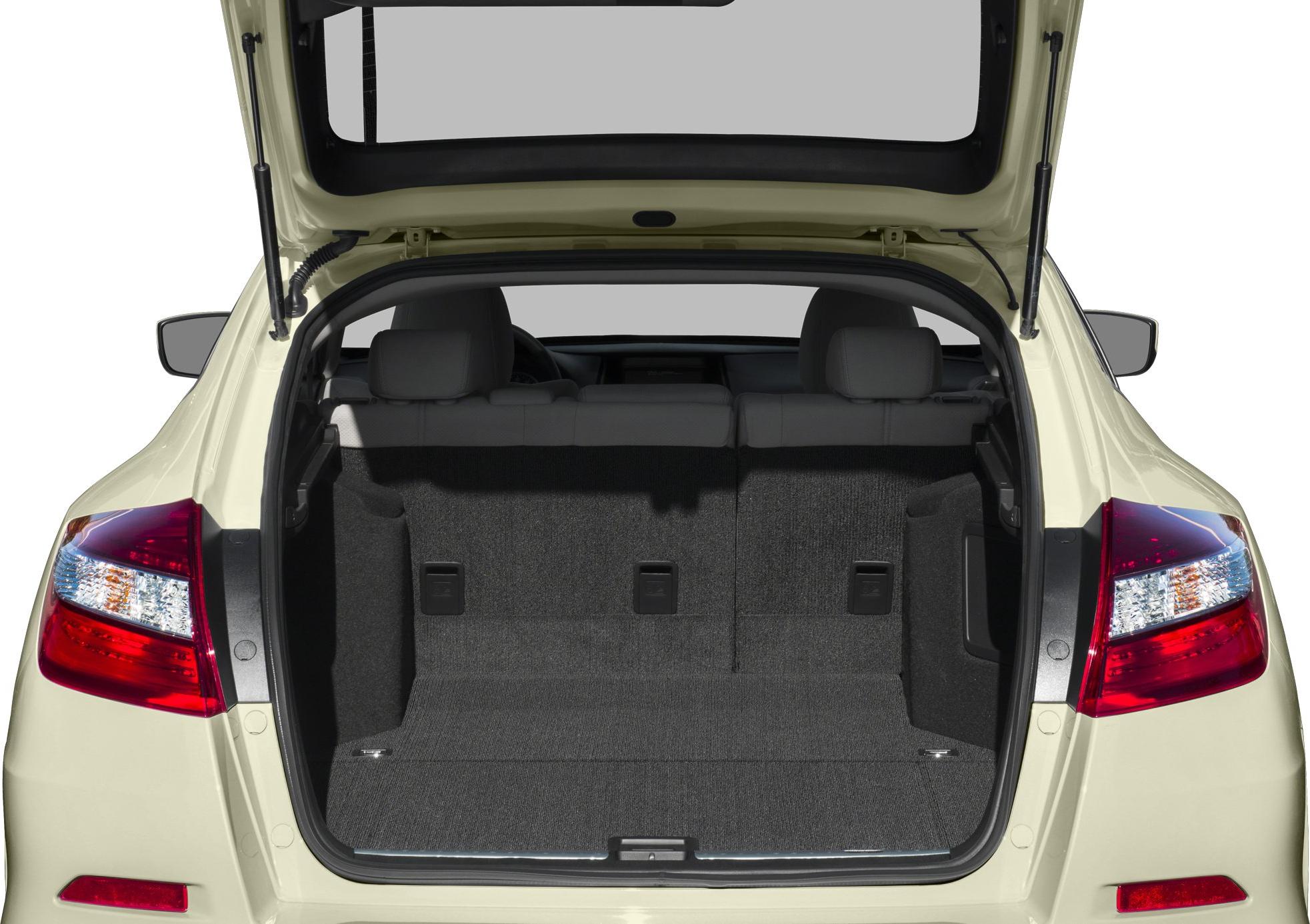 Open trunk with spacious rear cargo area and visible rear seats