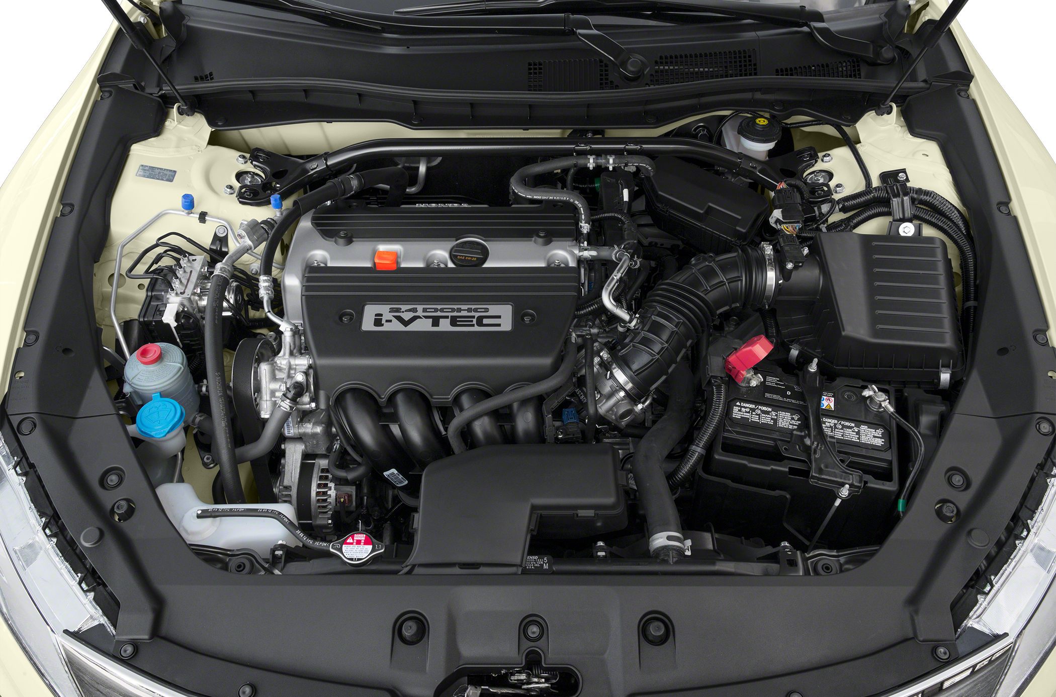 2.4L DOHC i-VTEC engine bay with intake manifold and battery