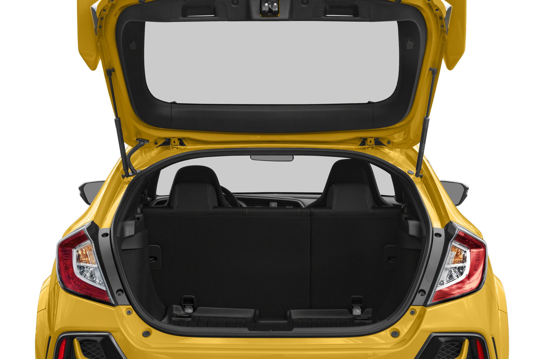 Rear hatch and cargo space with folded rear seats