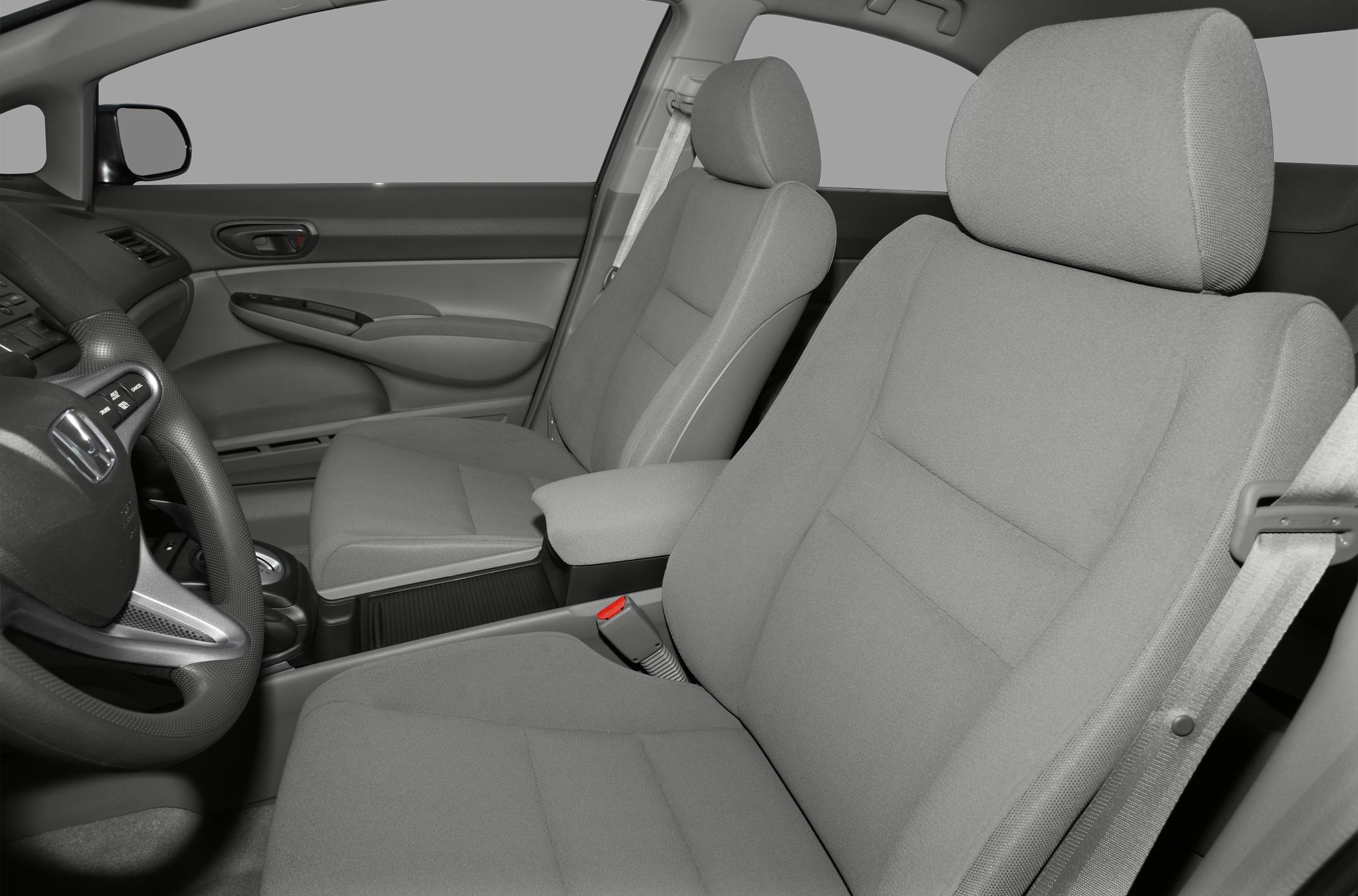 Front seating and interior cabin of a vehicle