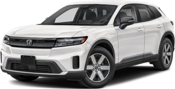 Front three-quarter view of modern electric SUV with sleek design and black trim accents