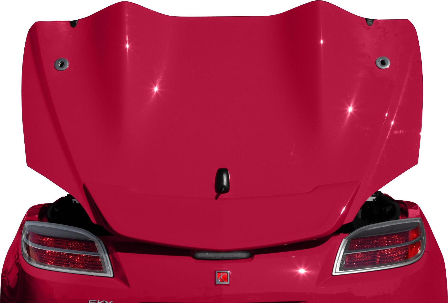 Rear view with open trunk lid and dual tail lights