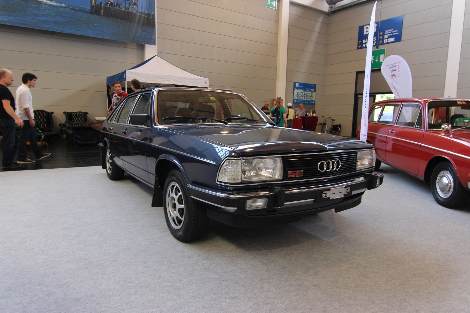 Front view with rectangular headlights and black grille