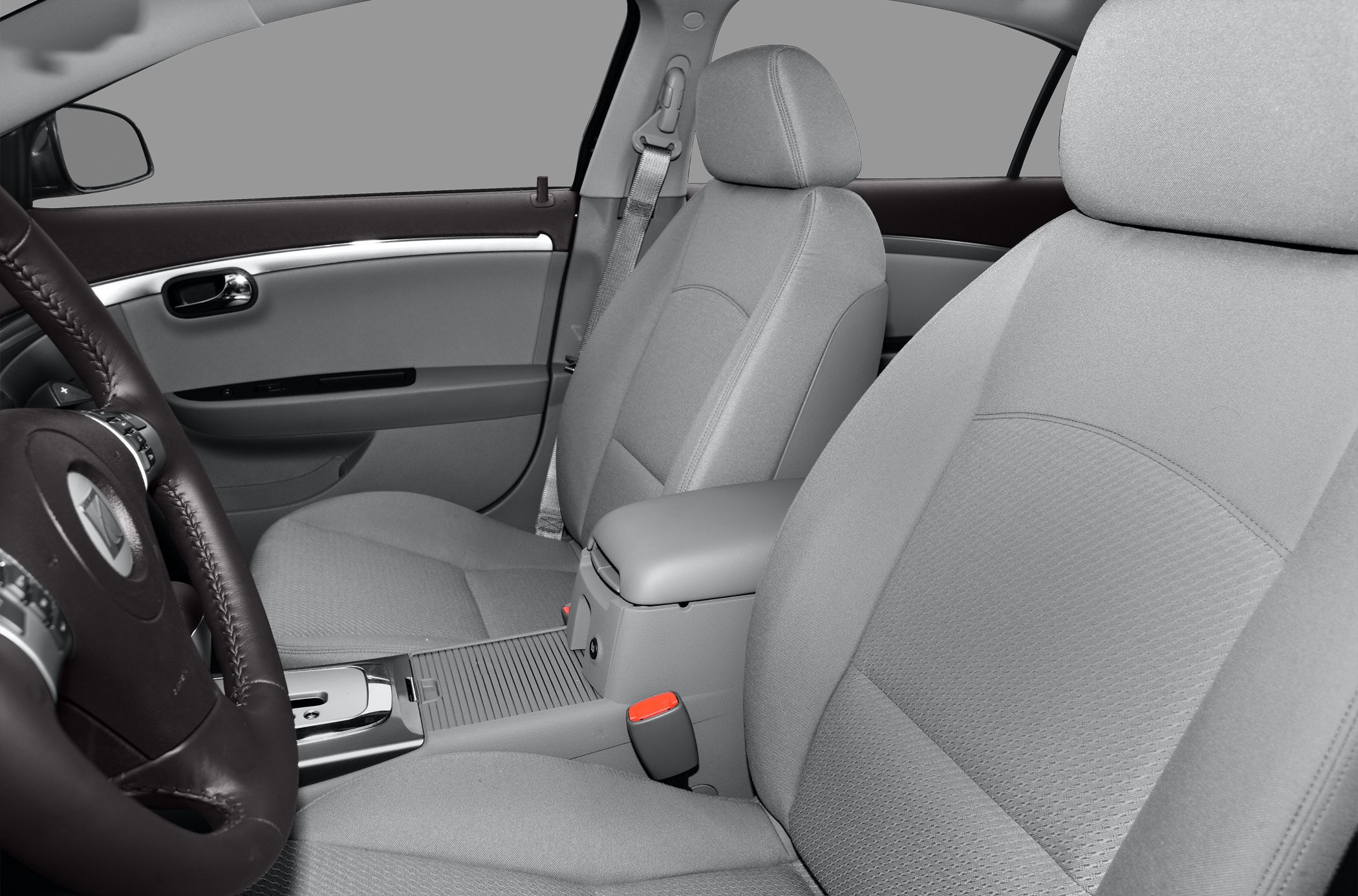Front interior with fabric seats and center console