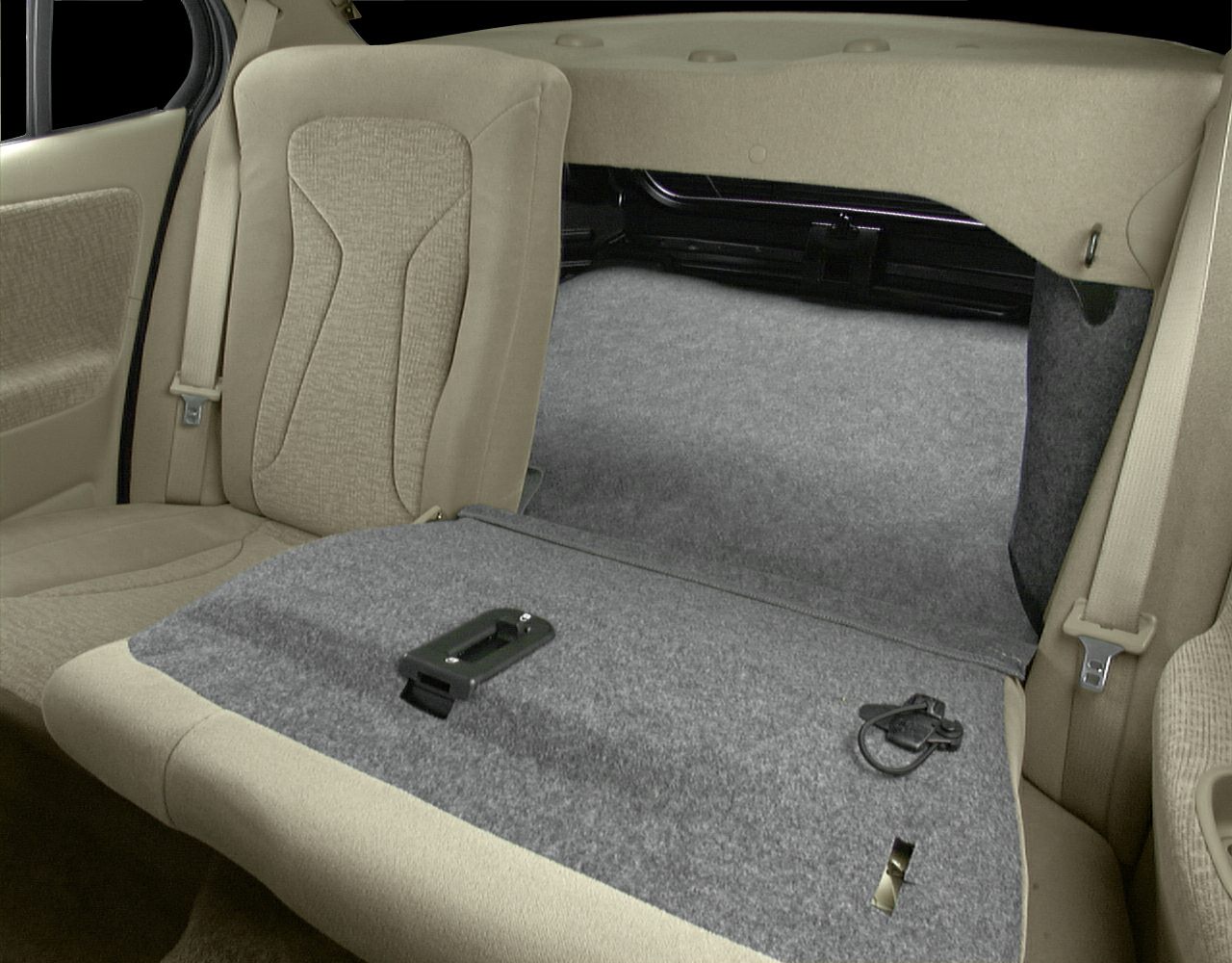 Fold-down rear seat revealing spacious cargo area