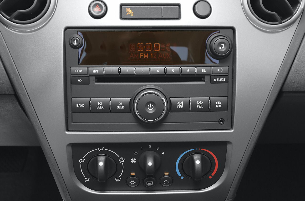 Car radio and climate control knobs with dashboard buttons and vents