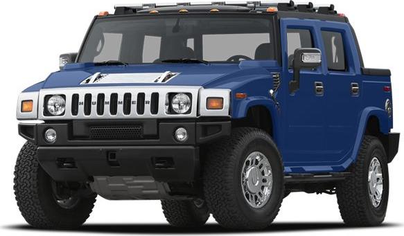 Blue off-road pickup truck with bold grille and large tires