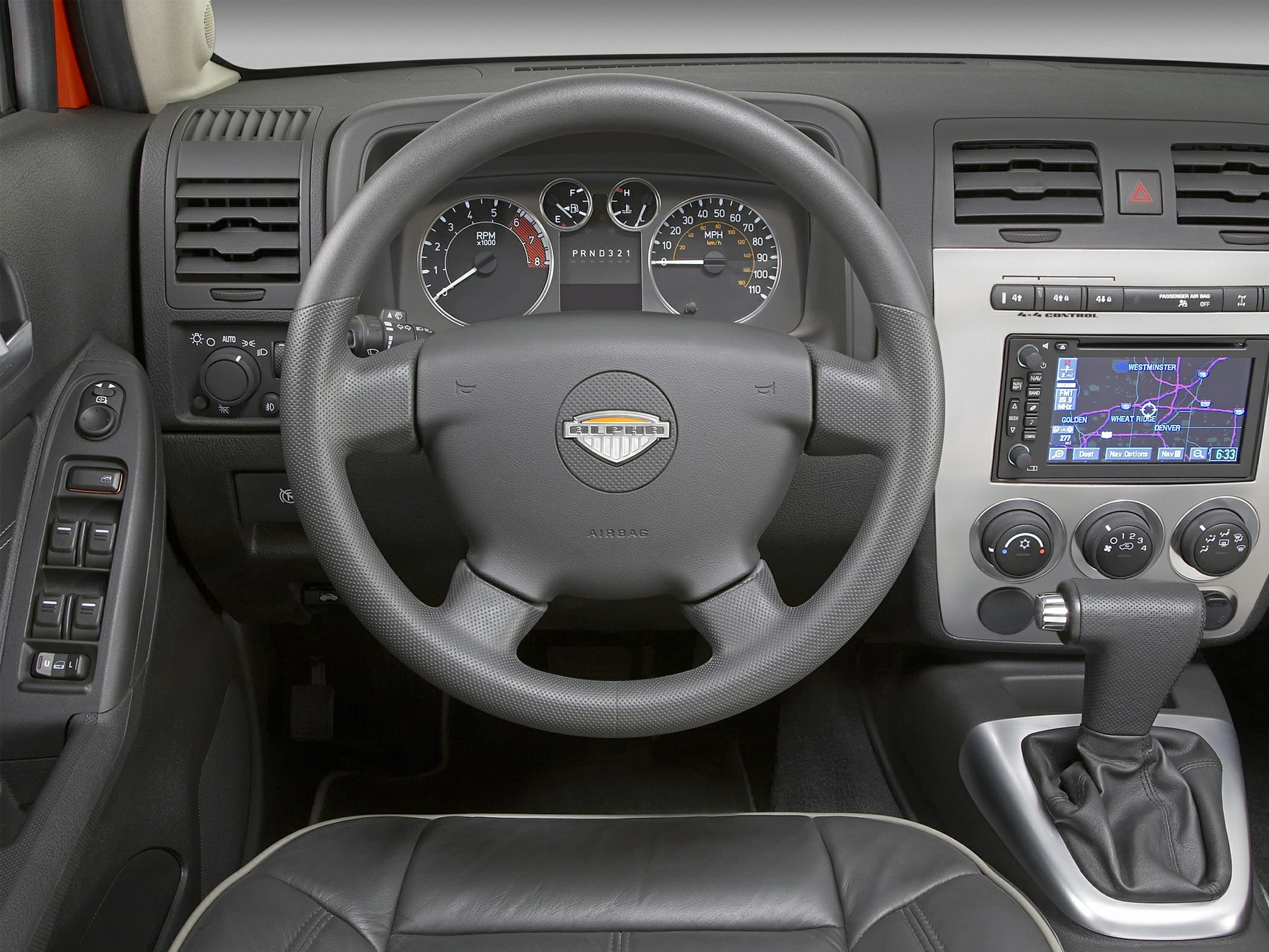 Steering wheel, instrument cluster, navigation system, gear shift