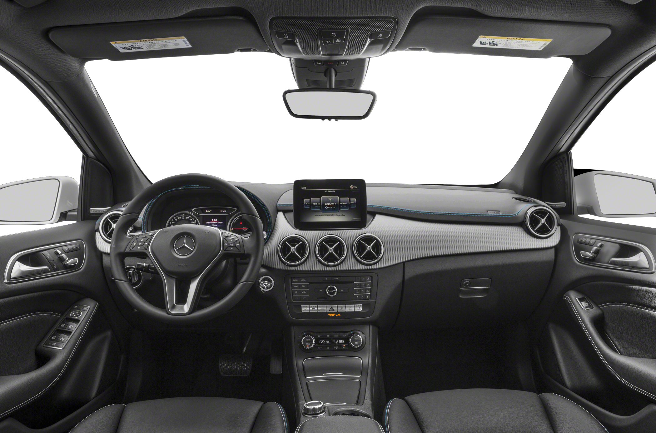 Dashboard with touchscreen and multifunction steering wheel
