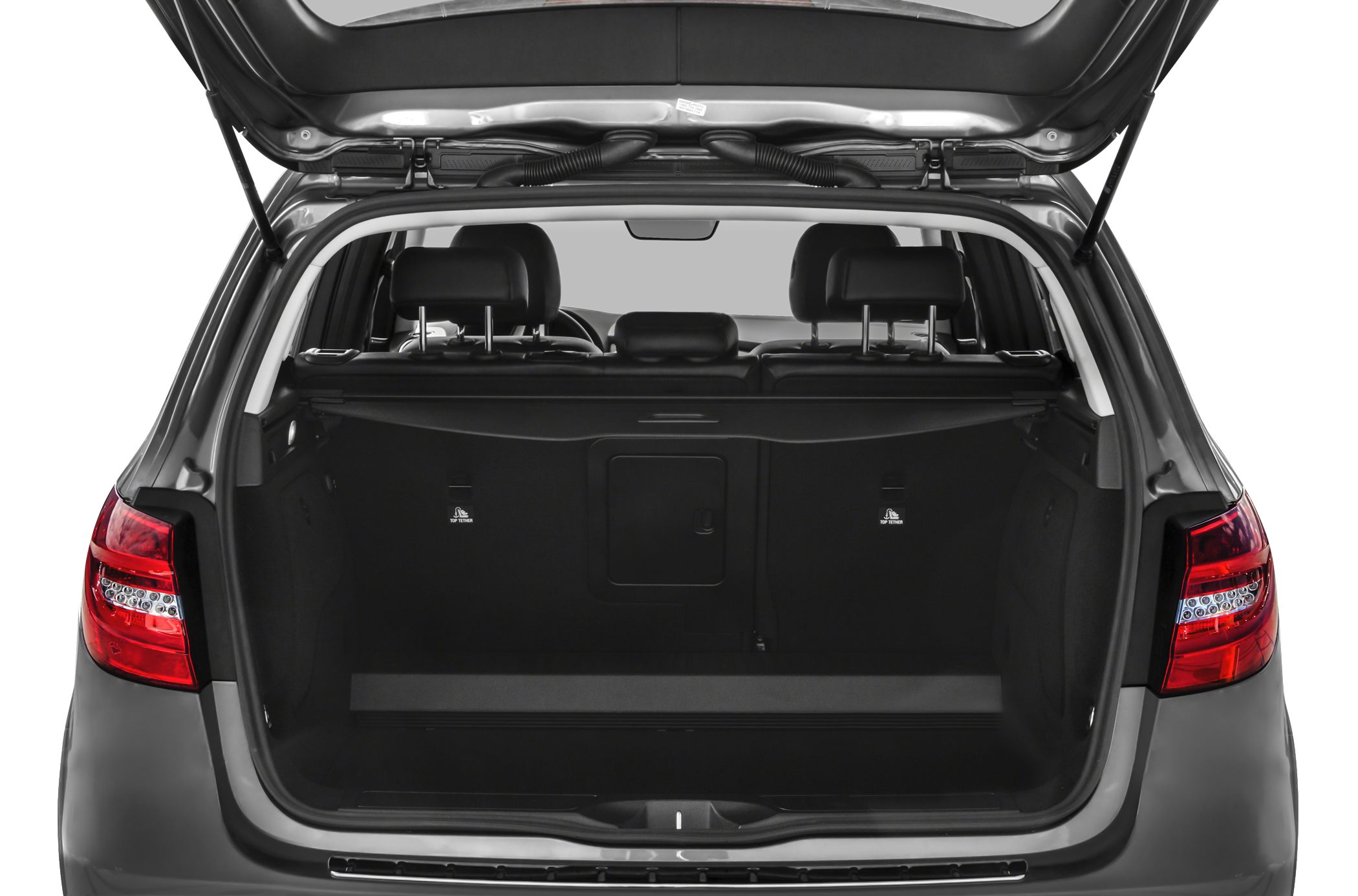 Open trunk view with rear seats and taillights