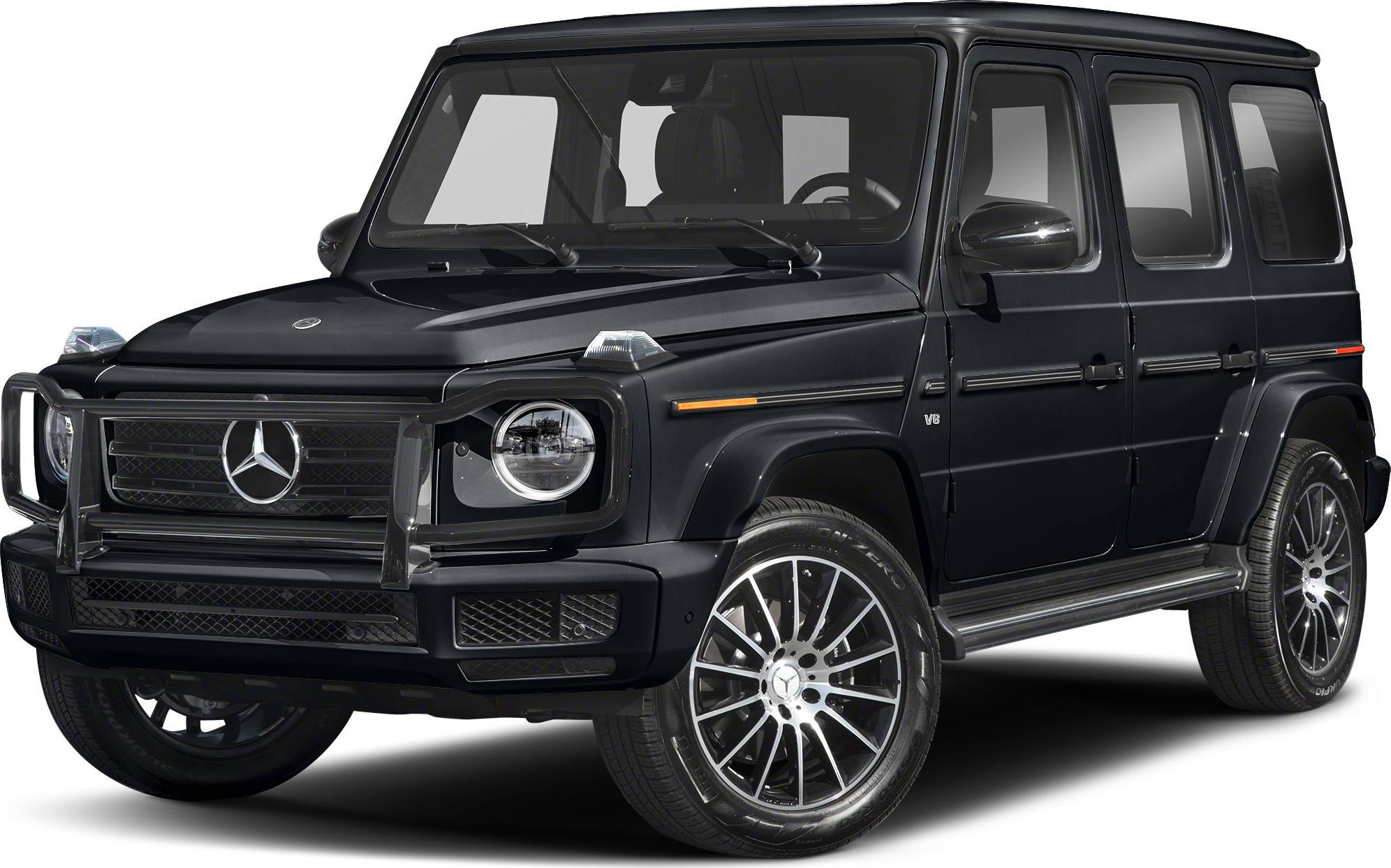 Black SUV with grille guard and multi-spoke alloy wheels