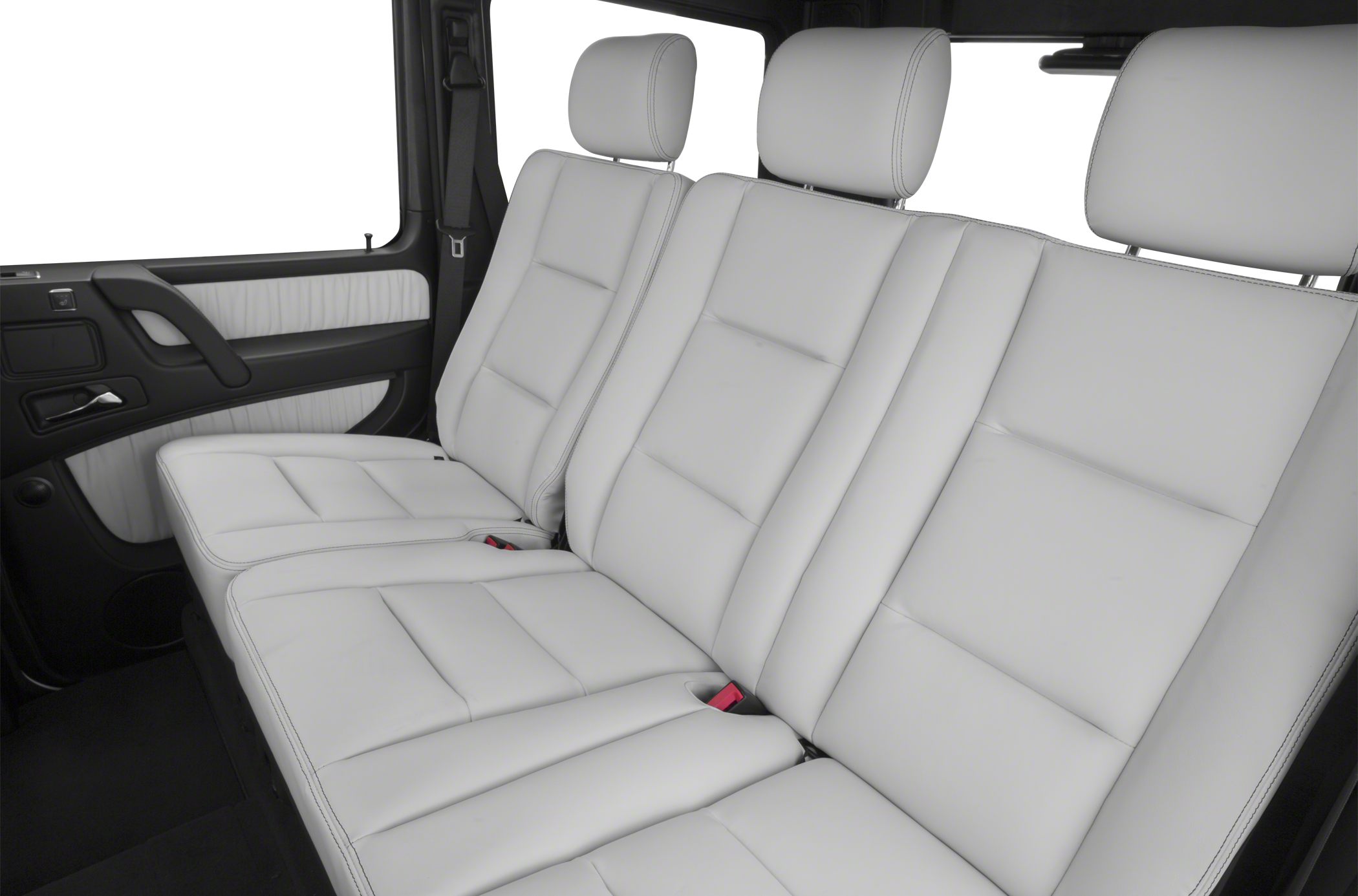 White leather rear seats with headrests and luxury door panel