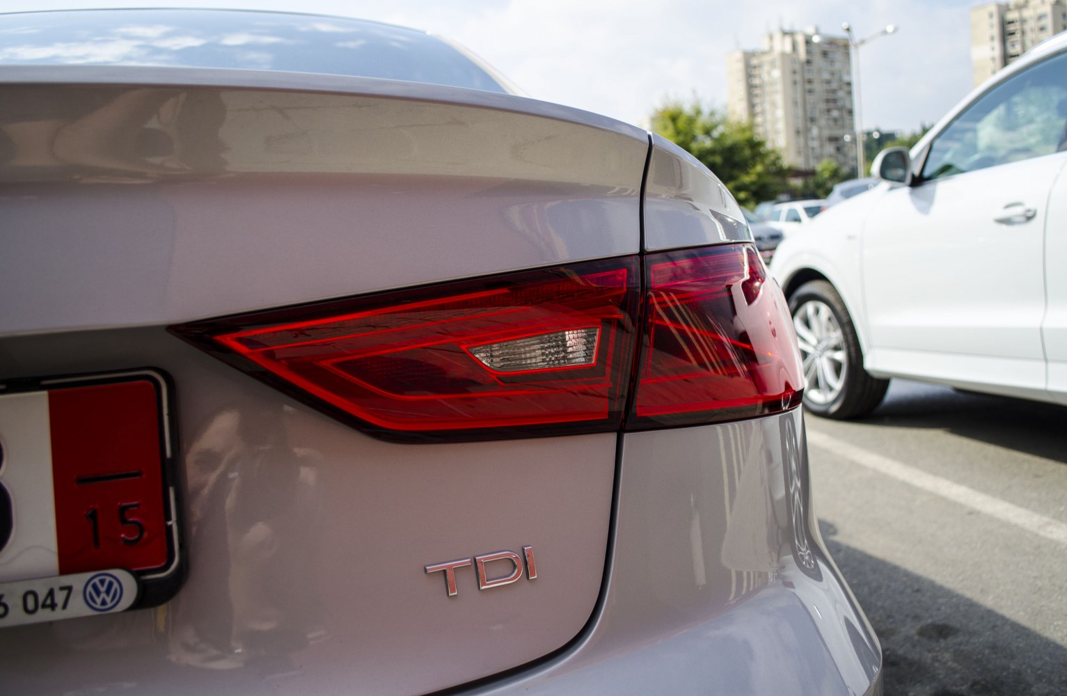 Rear tail light and TDI badge close-up