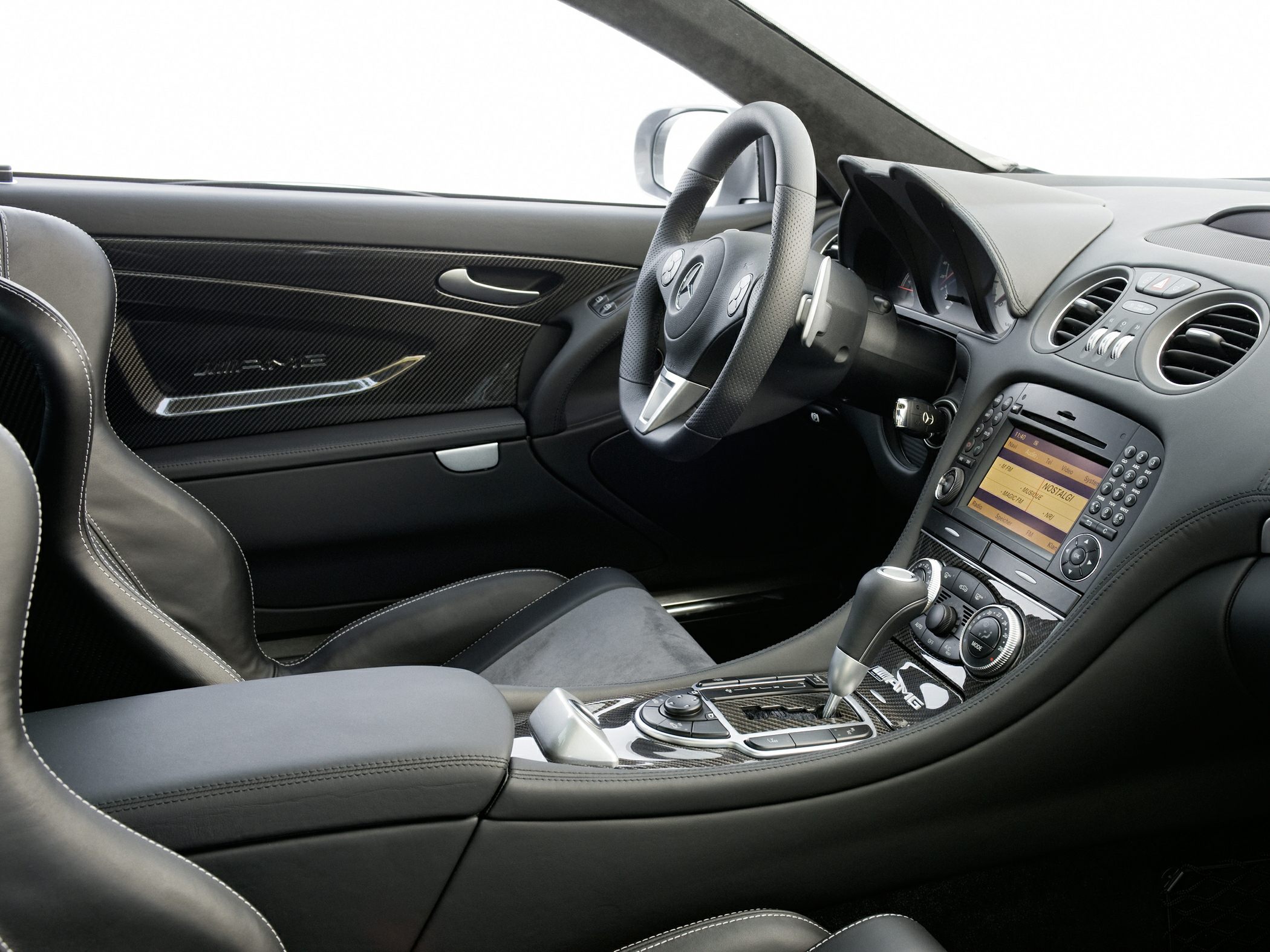 Carbon fiber interior trim and AMG elements in luxury coupe