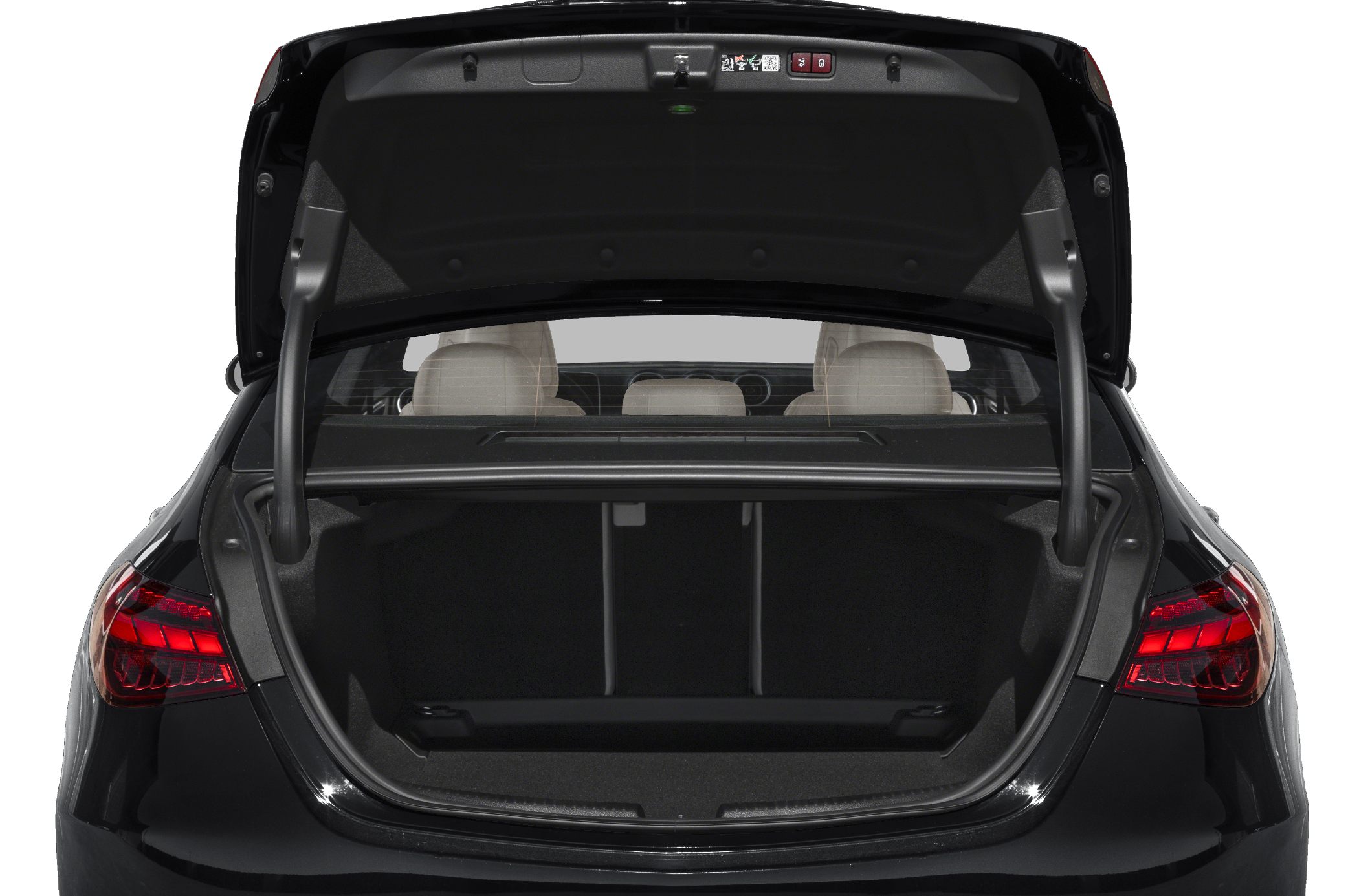 Open trunk showing spacious cargo area and sleek rear taillights
