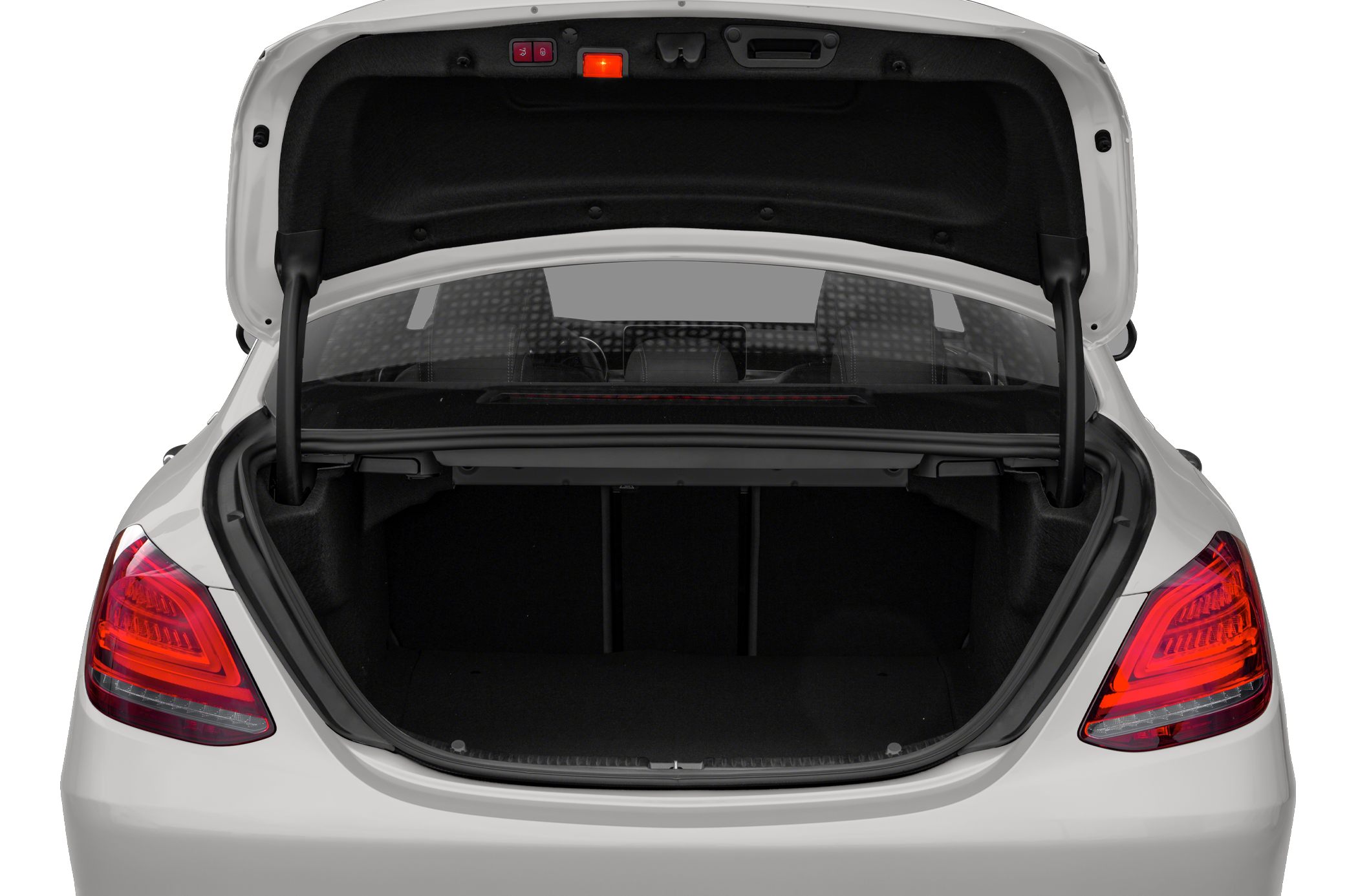 Open trunk space with visible rear LED taillights