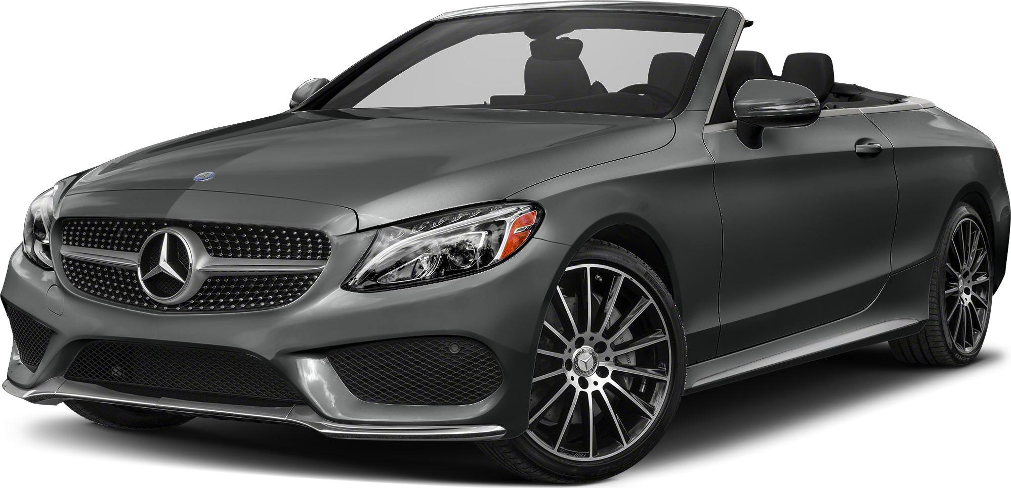 Luxury convertible with alloy wheels and open roof in front view