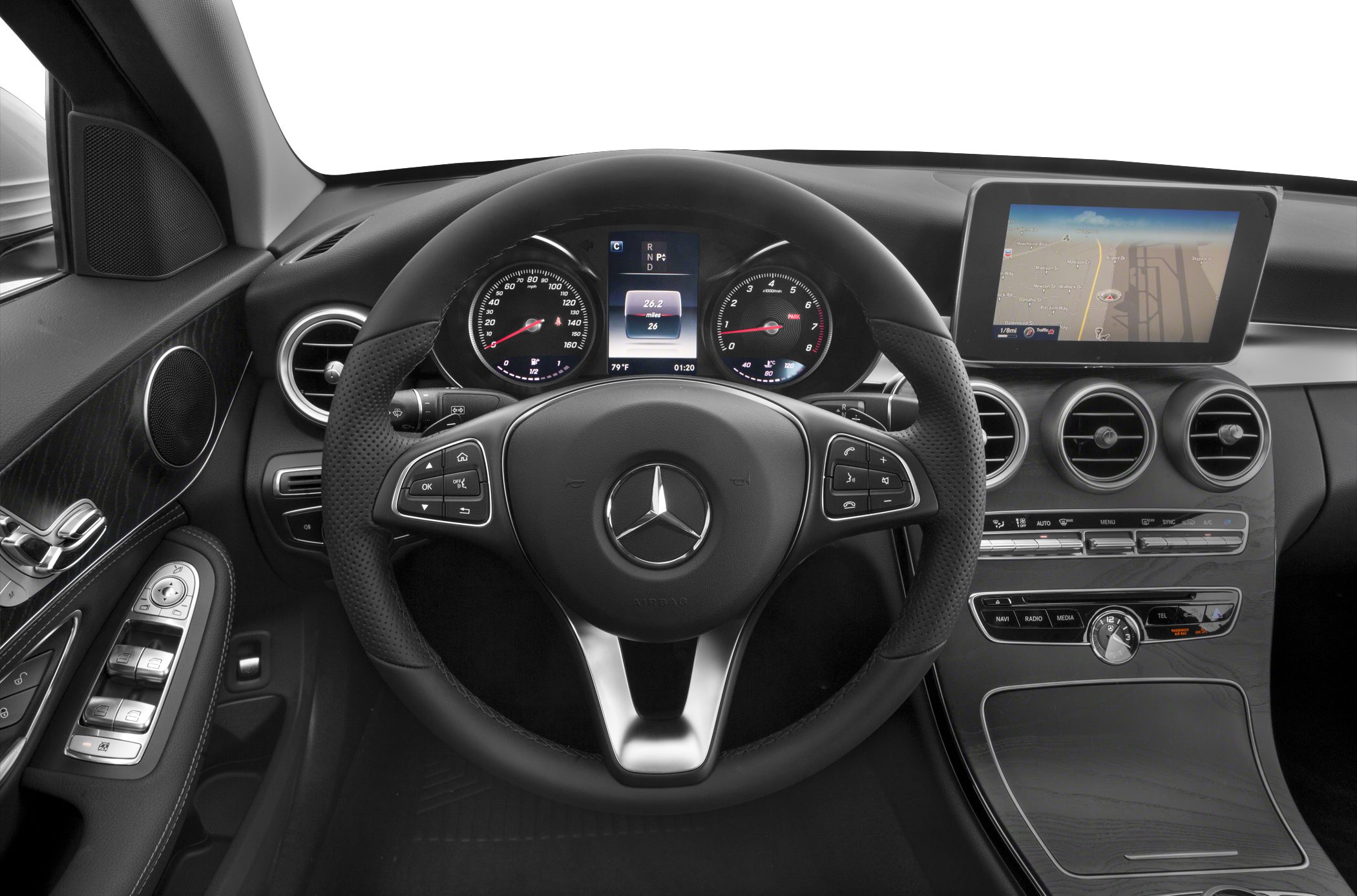 Steering wheel with digital cockpit and infotainment screen
