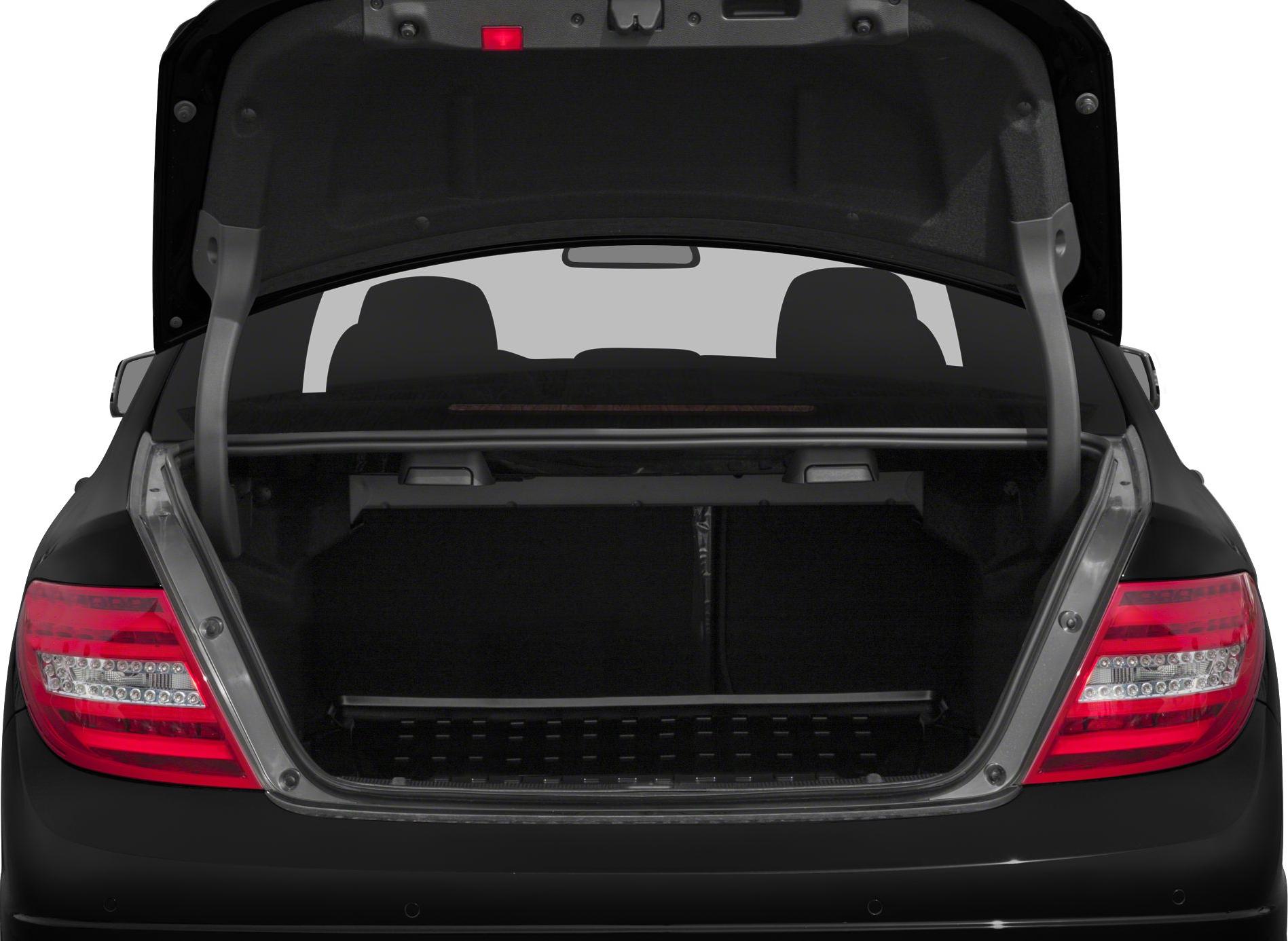 Open trunk with spacious cargo area and visible rear seats silhouette