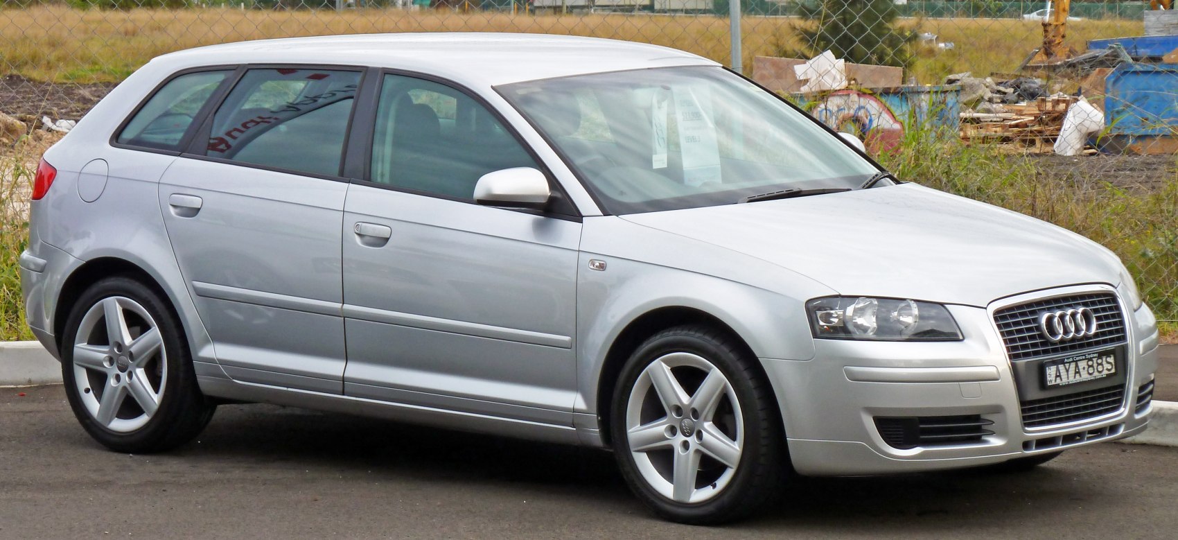 Silver 5-door hatchback with alloy wheels and Audi signature grille