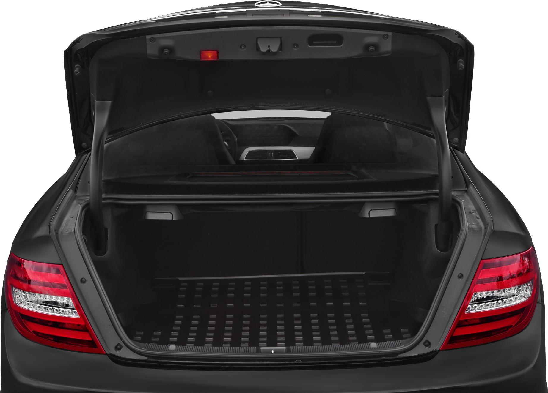 Open trunk with visible rear lights and rear seats interior