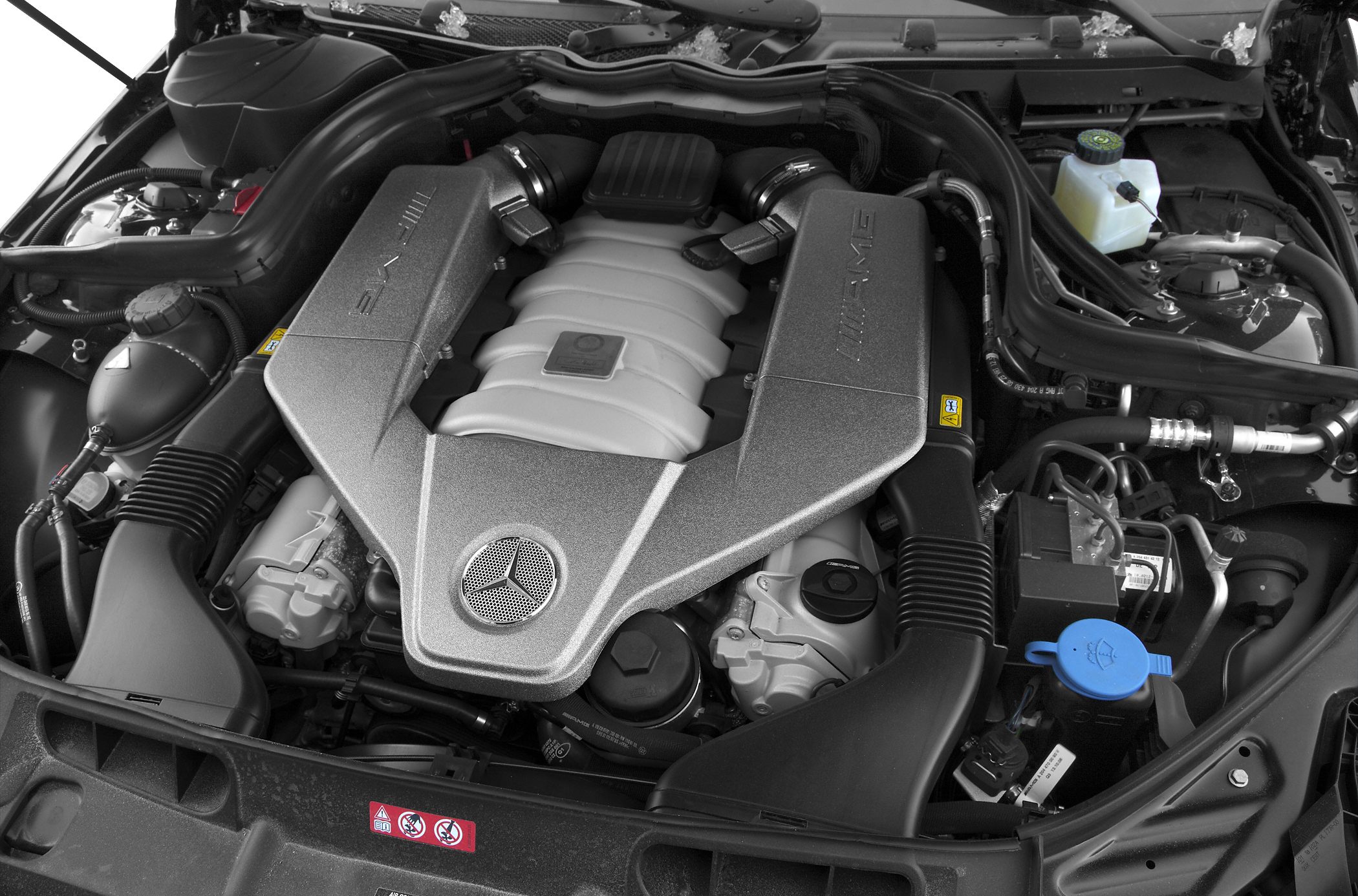 Mercedes-Benz AMG engine cover and components in engine bay