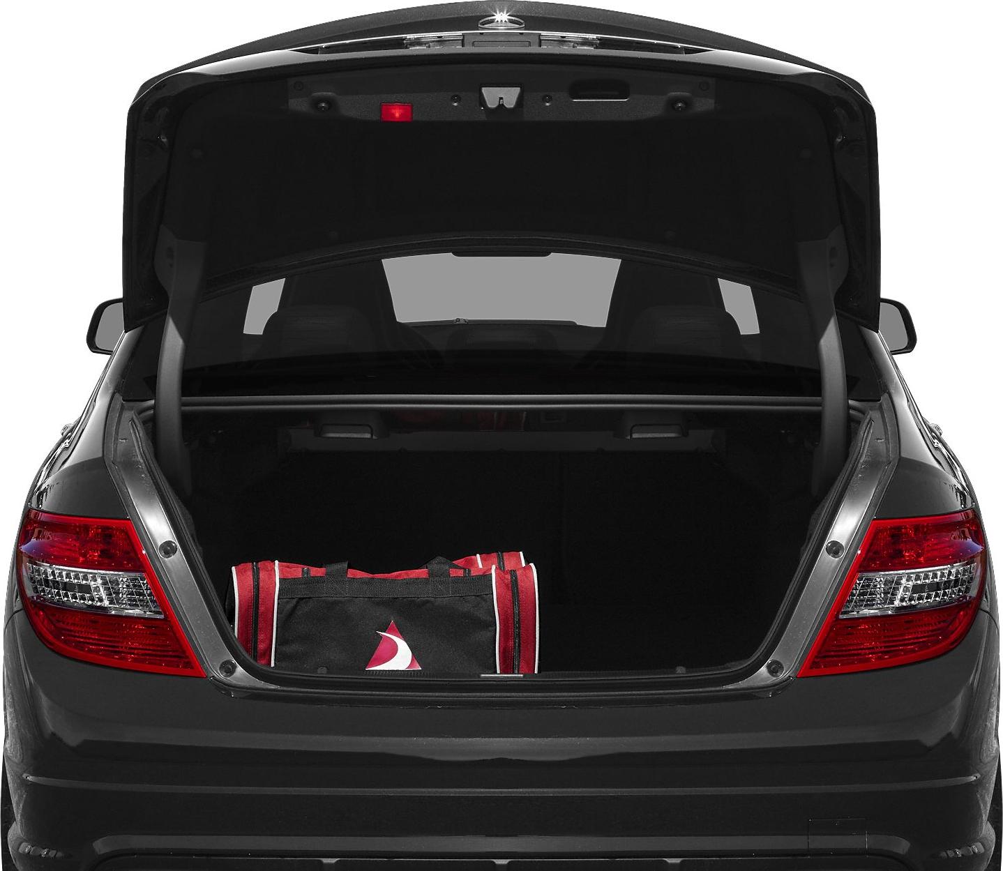 Rear view with open trunk and visible taillights