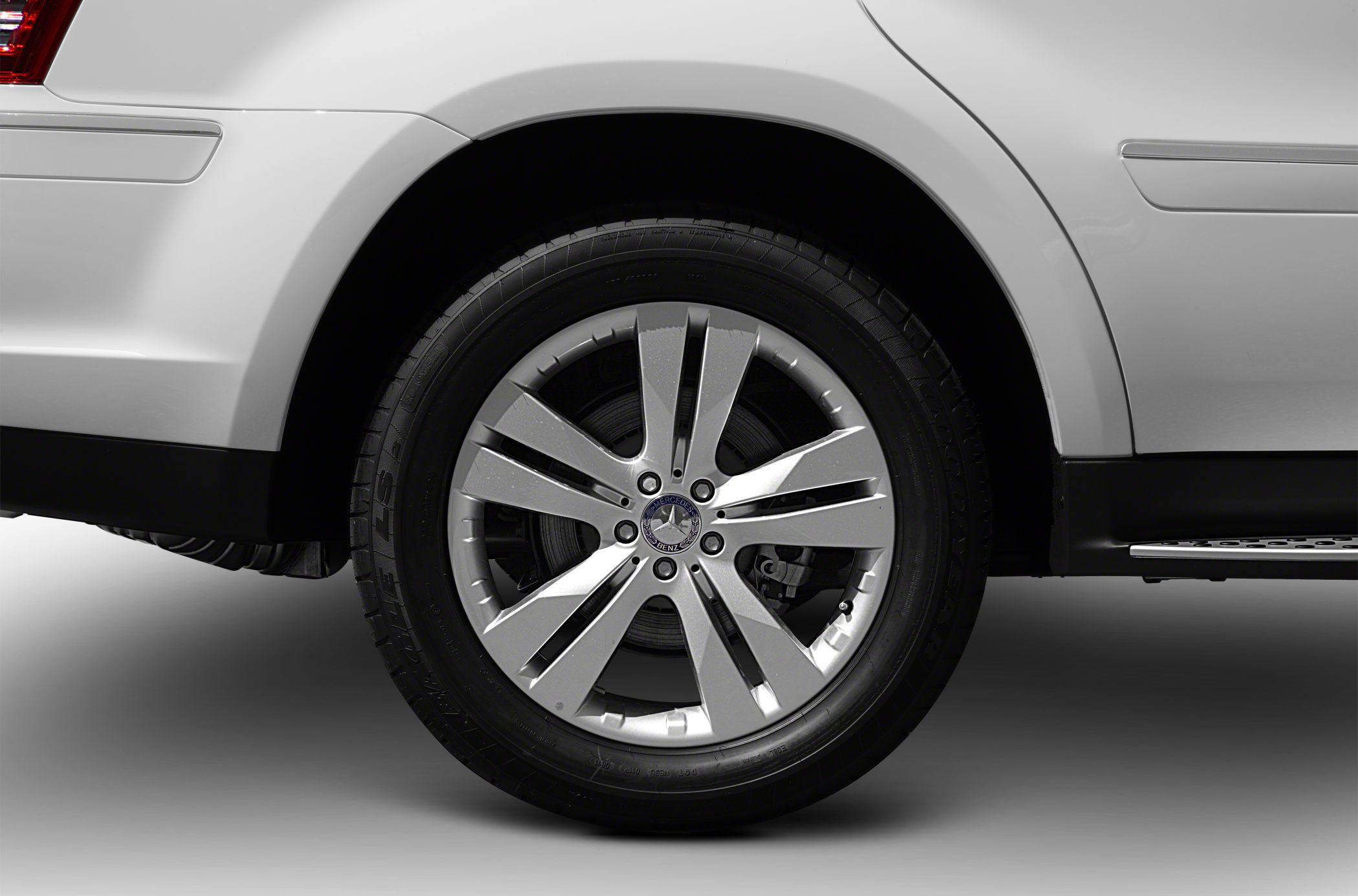 Close-up view of alloy wheel and tire on a luxury SUV