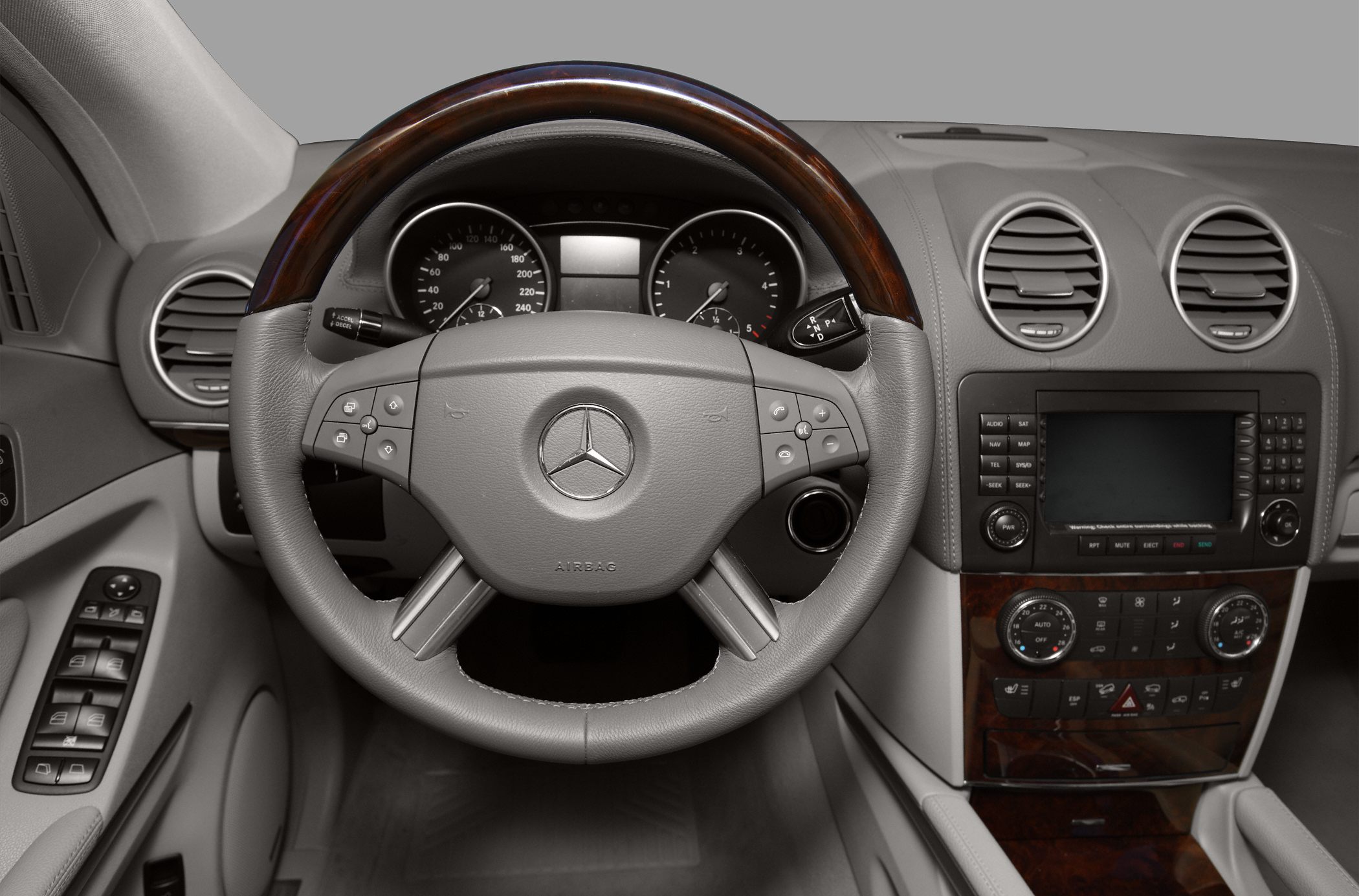Interior dashboard with steering wheel and control panel