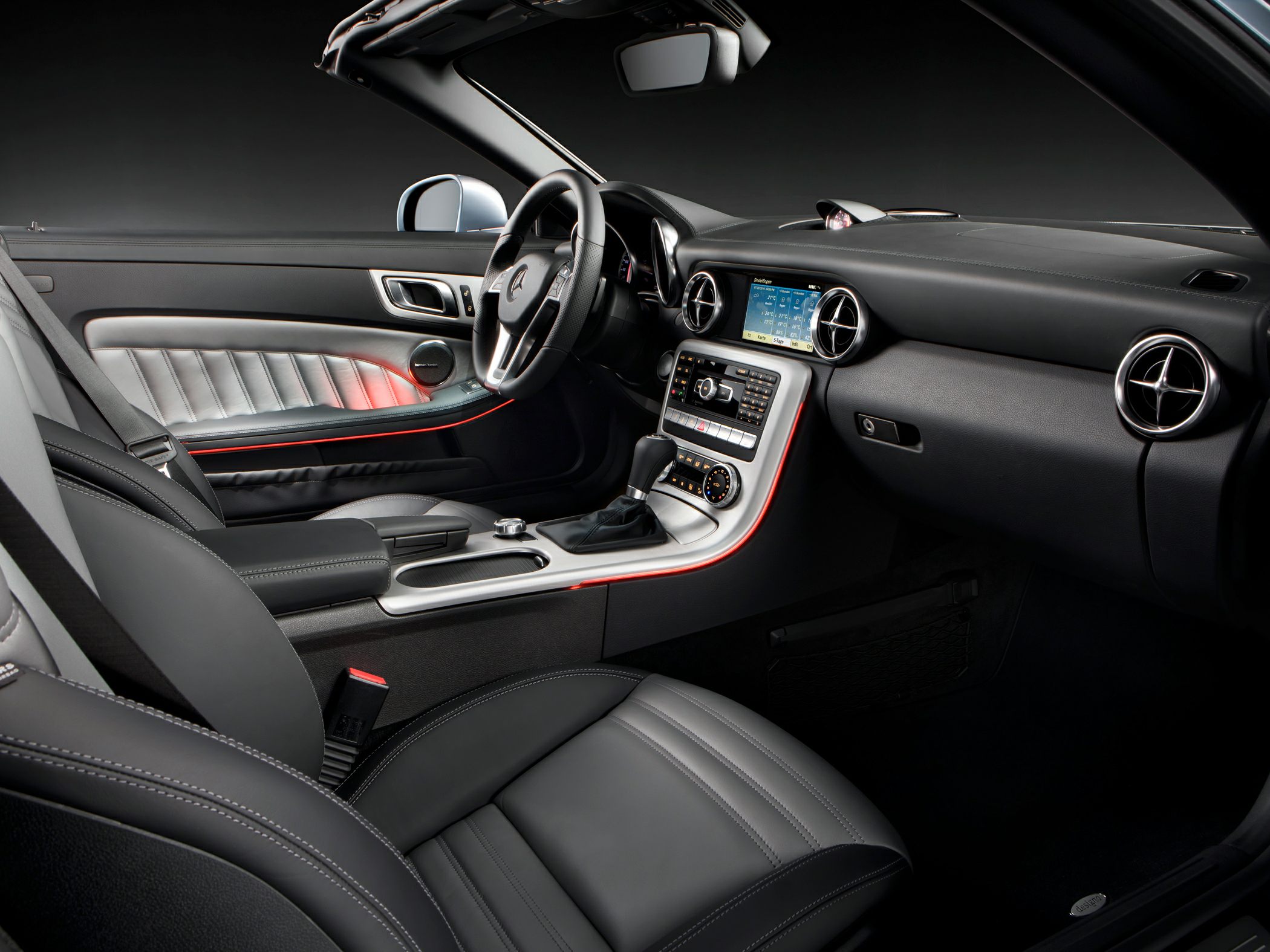 Luxury car interior with advanced dashboard and navigation system