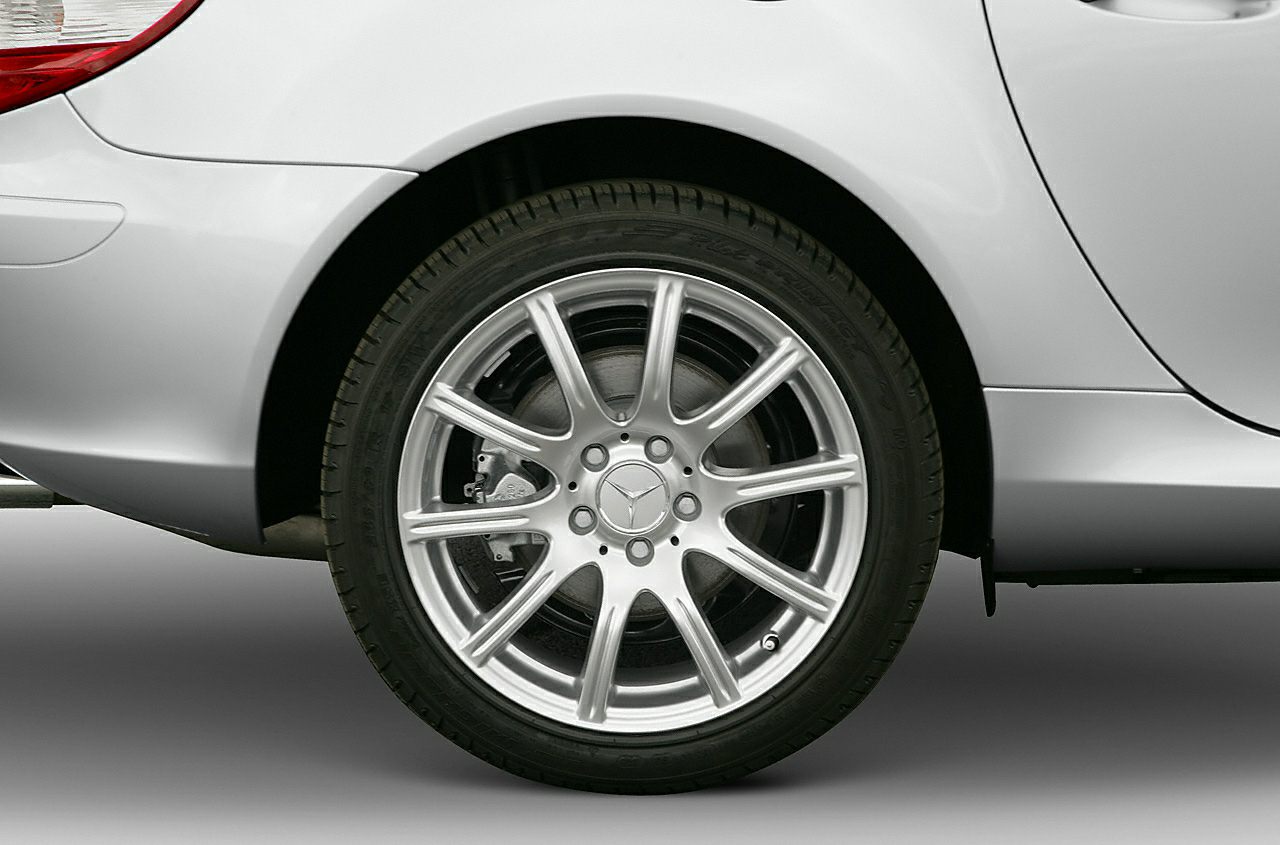 Close-up view of 10-spoke alloy wheel and brake disc