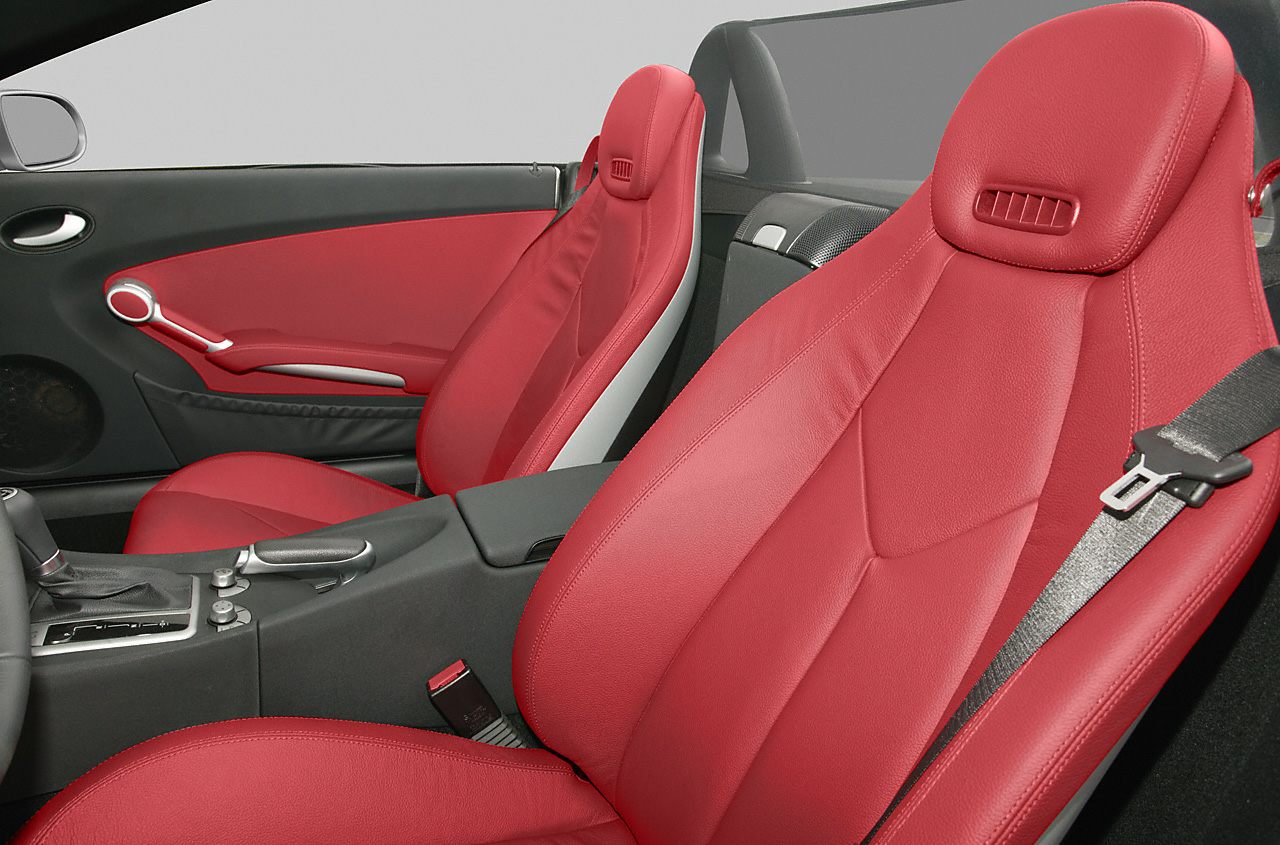 Red leather seats and black door panel interior