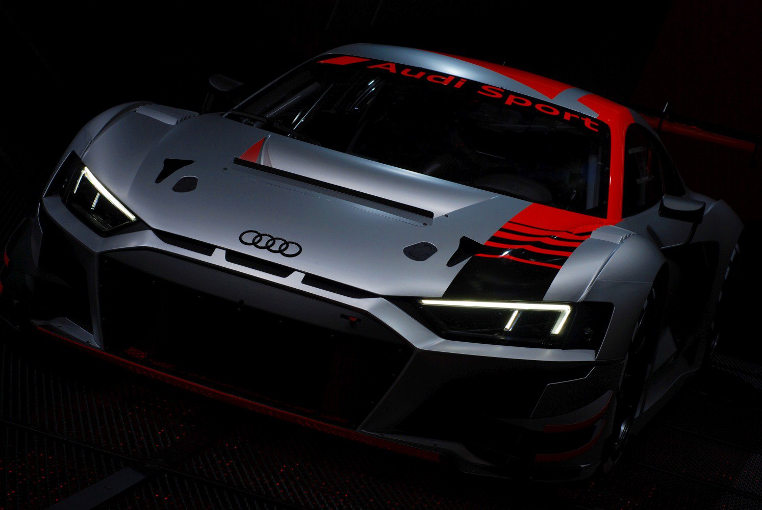 Racing front with LED headlights and Audi Sport branding