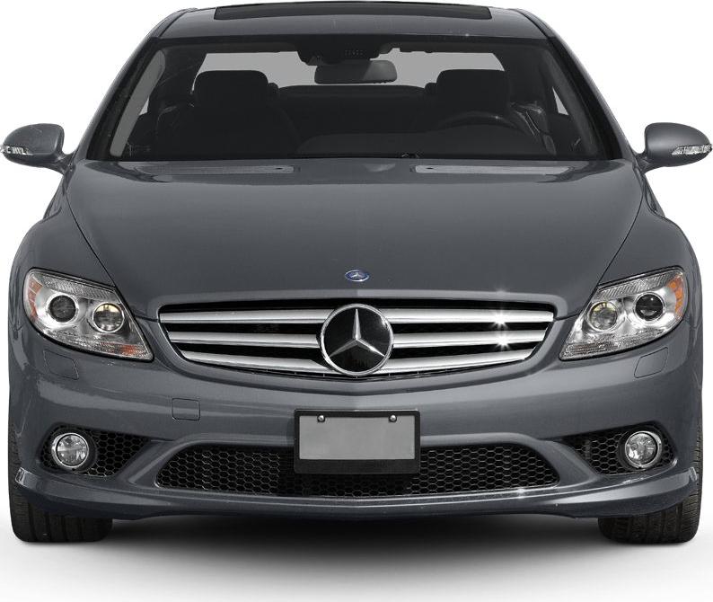 Front view with grille, headlights, and fog lights of a luxury sedan