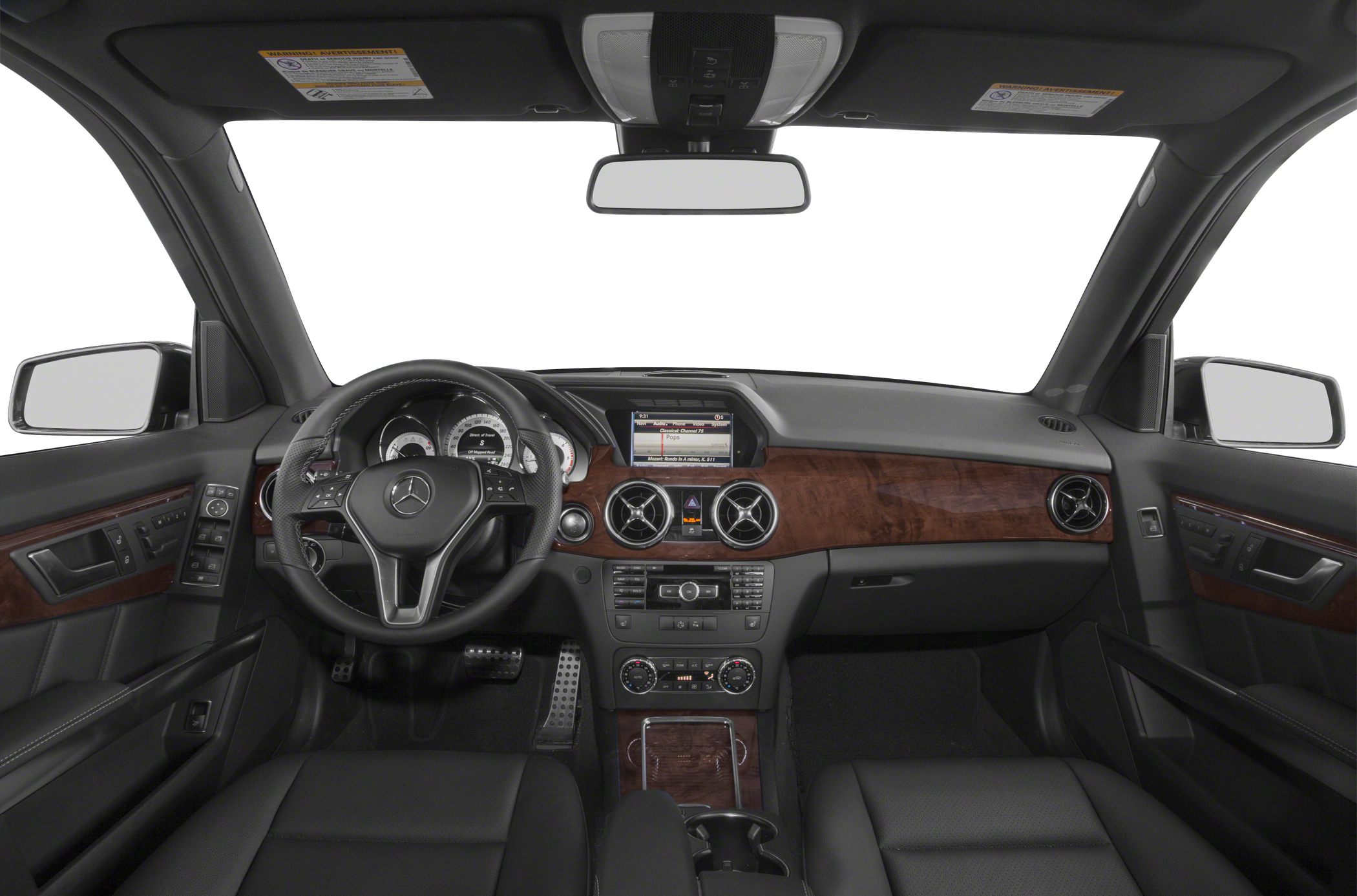 Interior with wood trim and round air vents