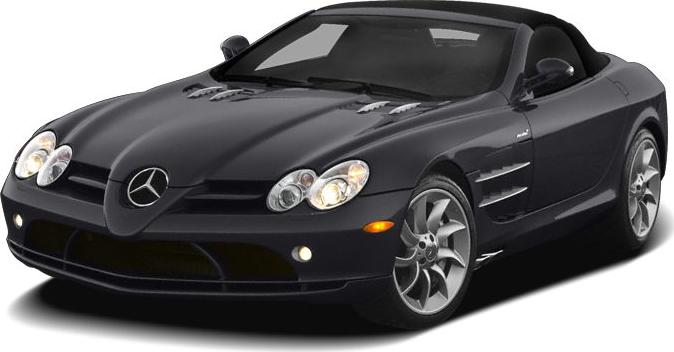 Black convertible roadster with sleek, sporty design and distinctive front headlight cluster