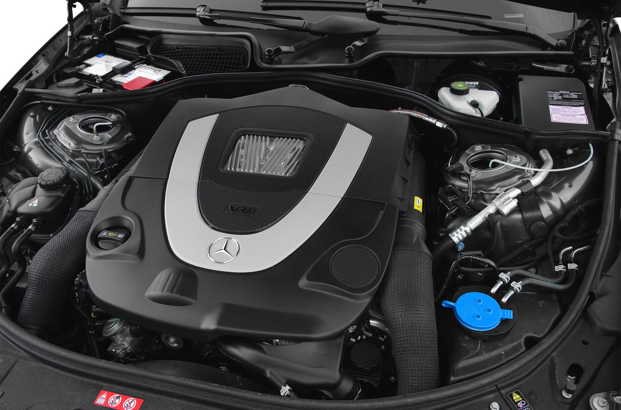 V8 engine with detailed modern automotive engine bay components